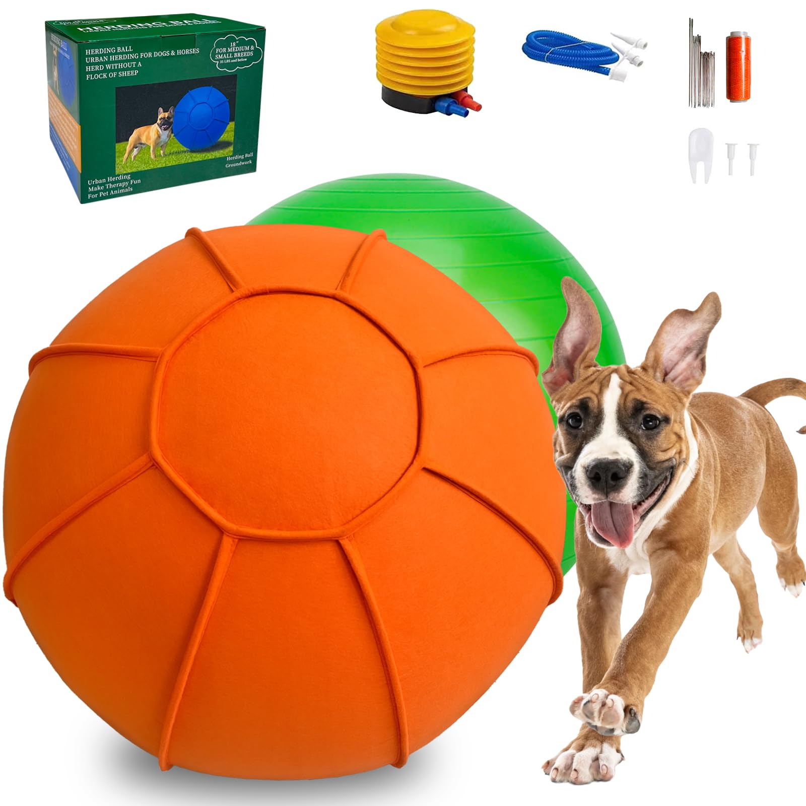 Herding Ball For Dogs, Dual Layered Herding Dog Ball Set For Australian Shepherd, Cattle, Collie, Dog Agility Equipment-Free Tra
