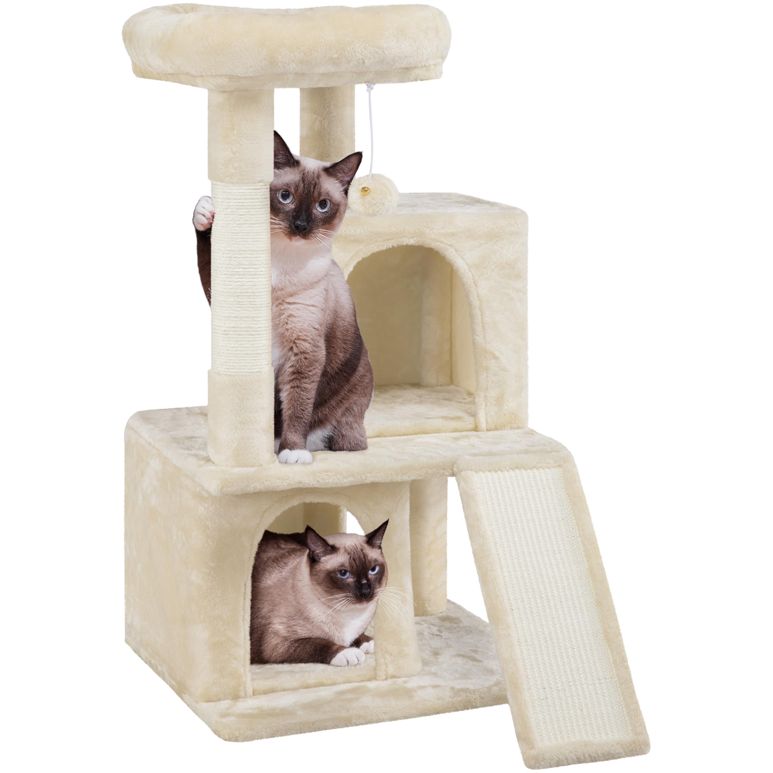 Yaheetech Cat Tree for Indoor Pets, 36in Tower Condo w/Extra Large Perch, Scratching Posts, Board, Dangling Ball, Play Structure