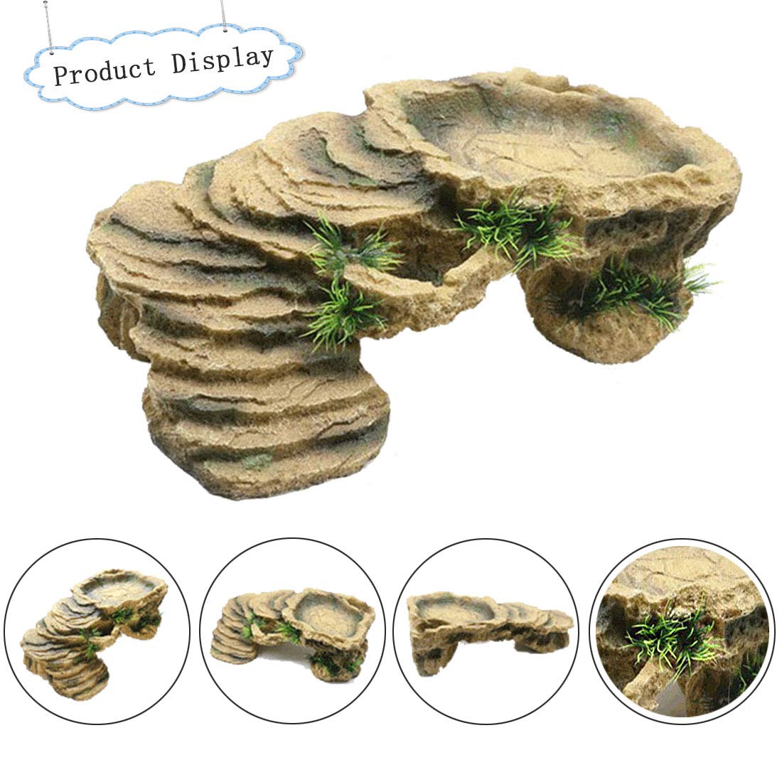 PINVNBY Turtle Basking Platform,Tortoise Resin Dock Resting Rock Reptile Habitat Ornament Hiding Cave Floating Ledge Aquarium De