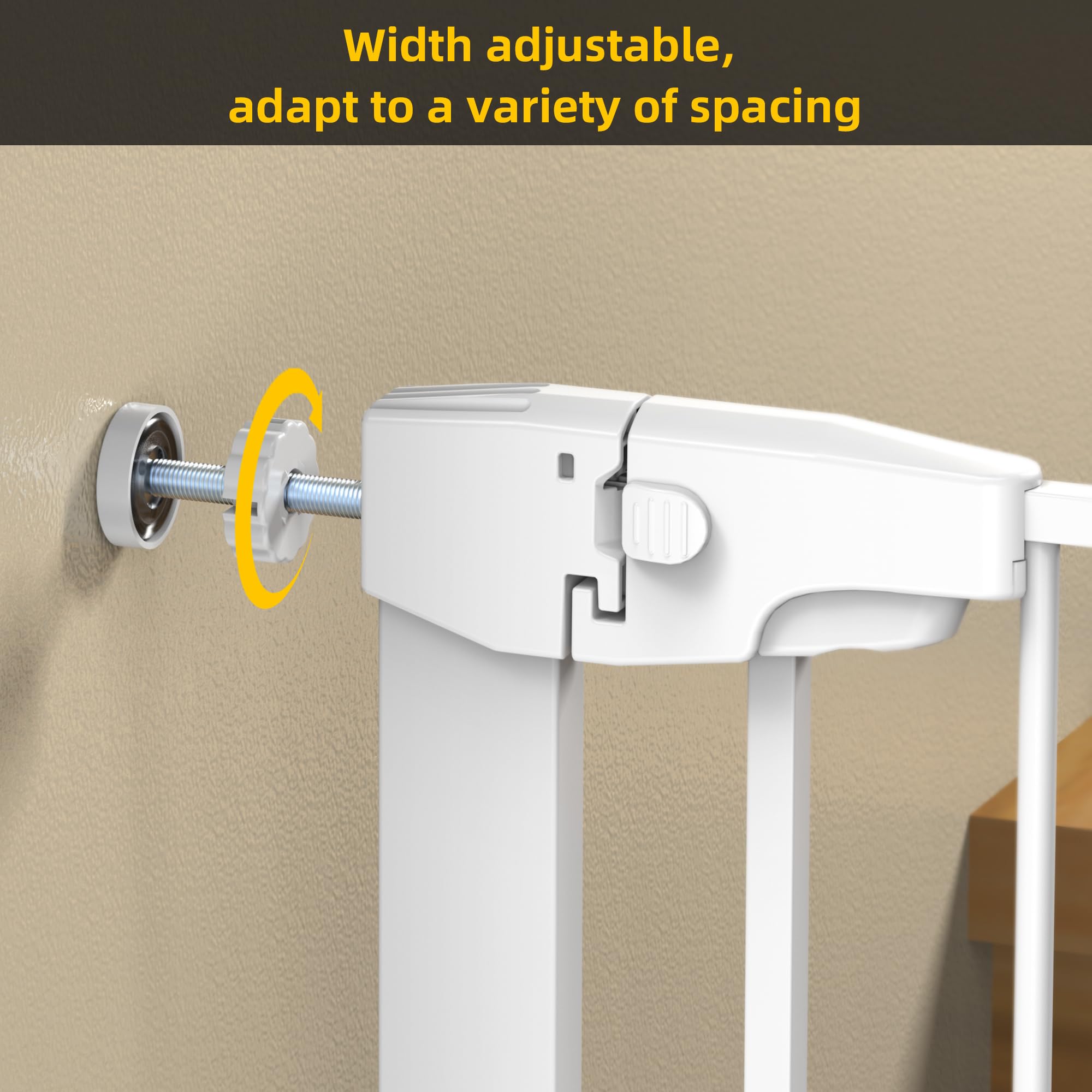 Edmyre Easy Step Walk-Thru Baby Gate, Adjustable 29.7-32W x 30.5H inches, Metal, White, CPC Certified, Model ED-GATE-ES