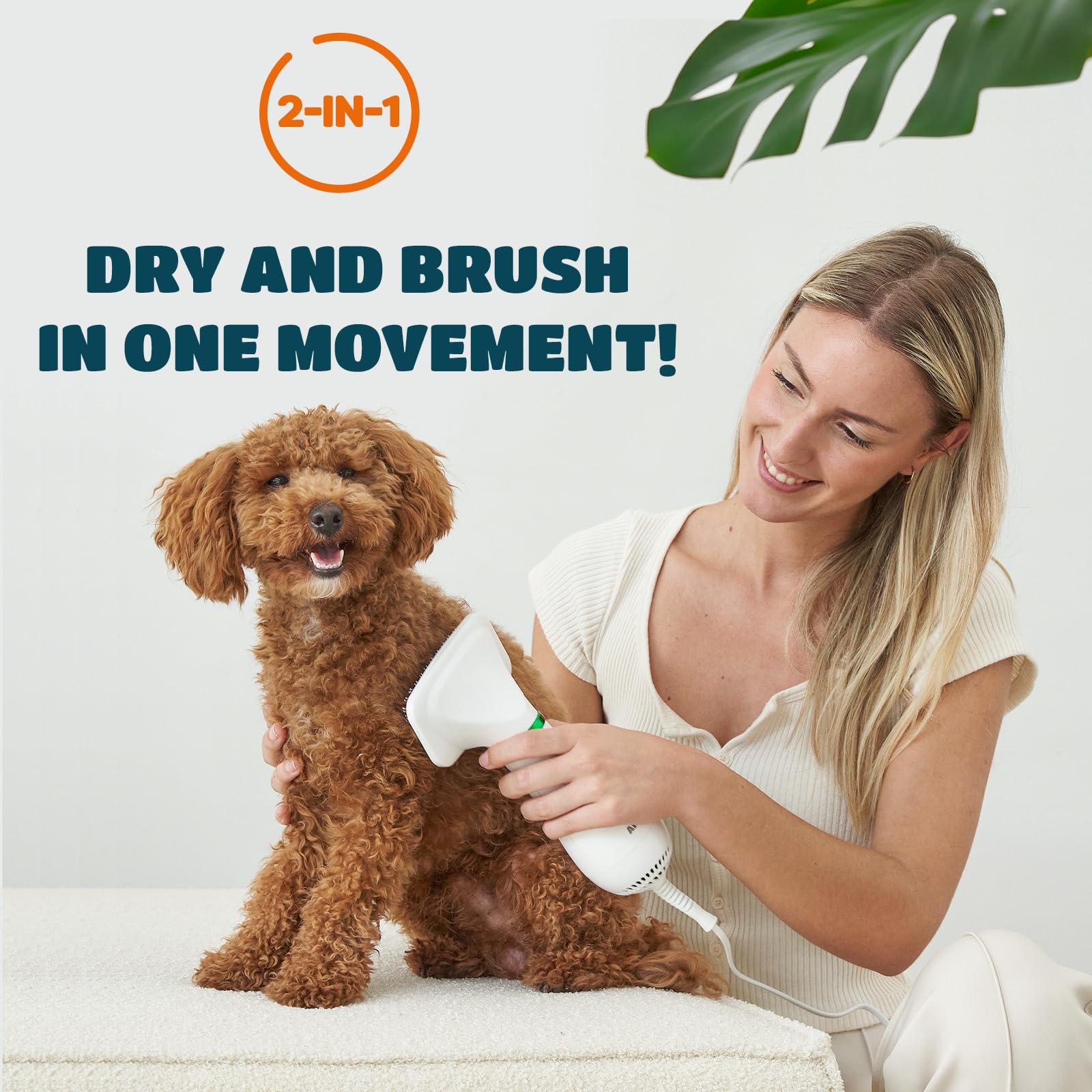 2-In-1 Dog Hair Dryer With Slicker Brush For Small-Sized Dogs And Cats | Pet Hair Dryer | Dog Blow Dryer | 300 Watts, 75-85 Db,