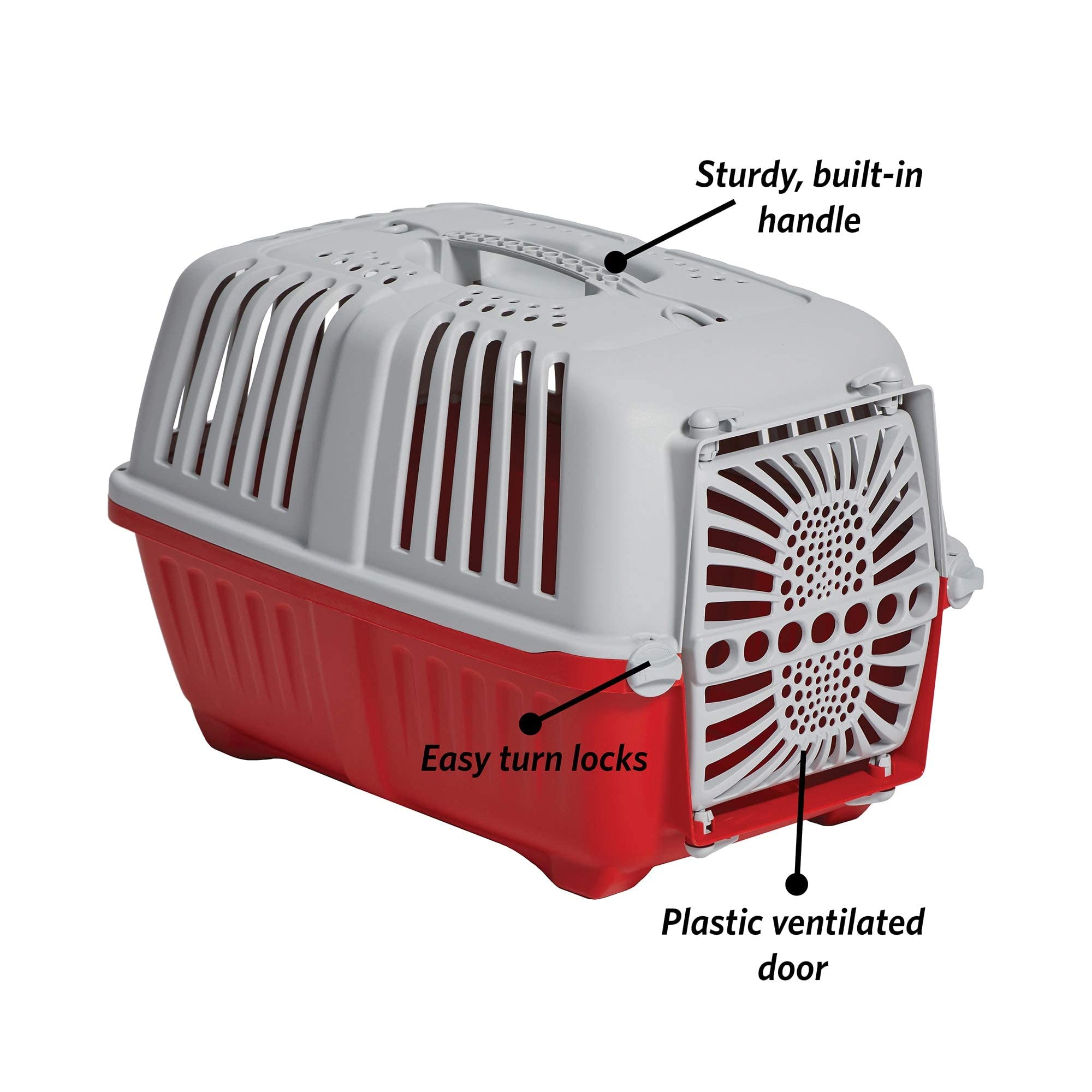 Midwest Homes For Pets Spree Travel Pet Carrier, Red | Hard-Sided Pet Kennel Ideal For Toy Dog Breeds, Small Cats & Small Animals | Dog Carrier Measures 19.1L X 12.5 W X 13H - Inches