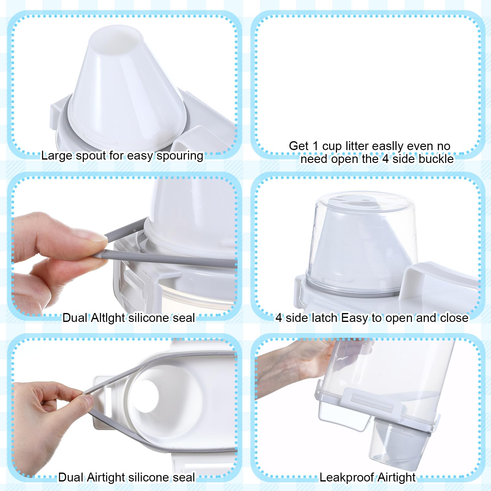 Teenyyou 2 Pcs Cat Litter Storage Container With Airtight Lid And Handle Cat Litter Storage Bin With Spout Sealable Heavy Duty C