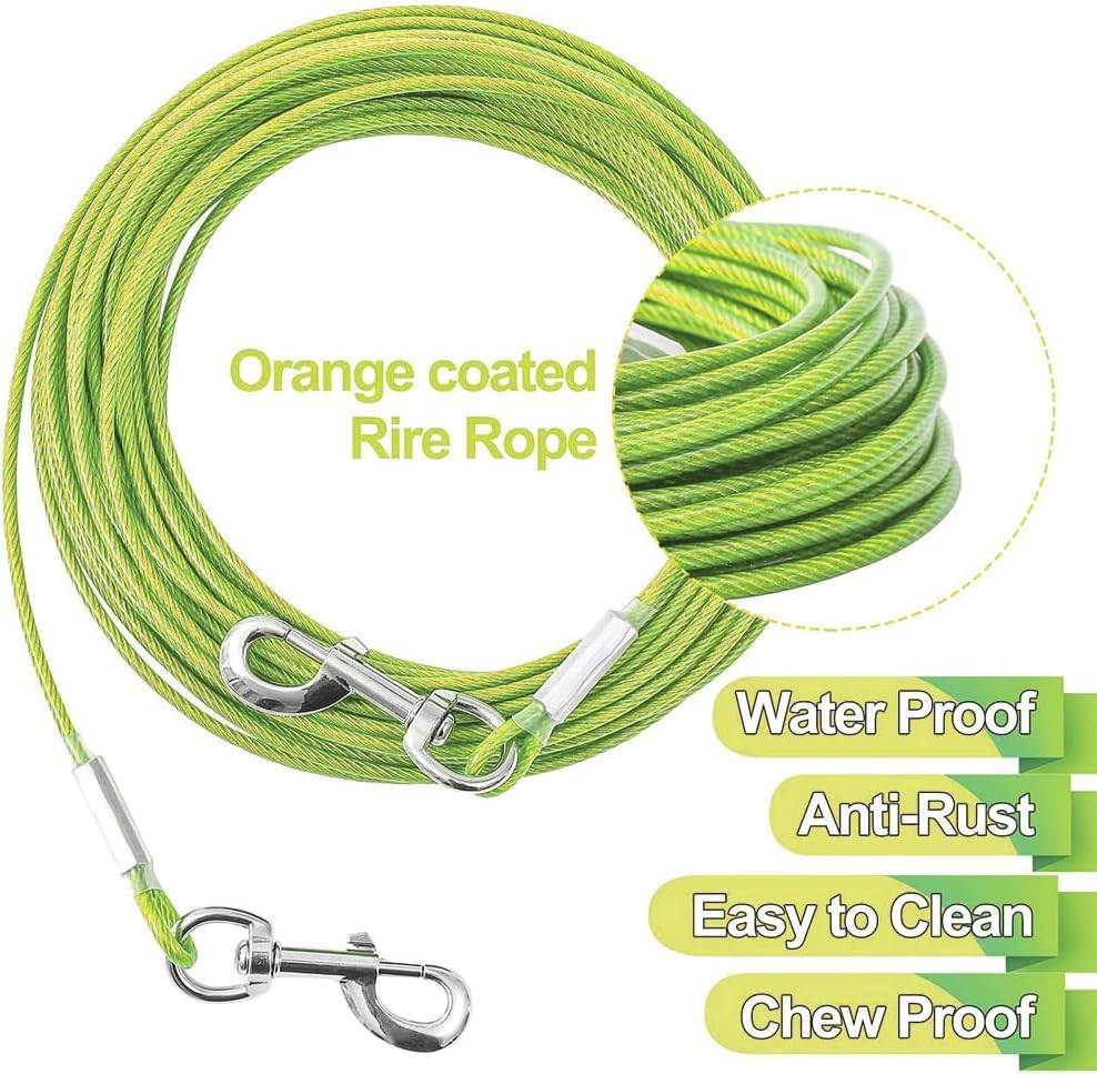 Mi Metty Tie Out Cable For Dogs,100Ft Dog Leads,Heavy Duty Tie Out Cable For Large Dogs Up To 125Lbs,Durable Dog Runner Tether L