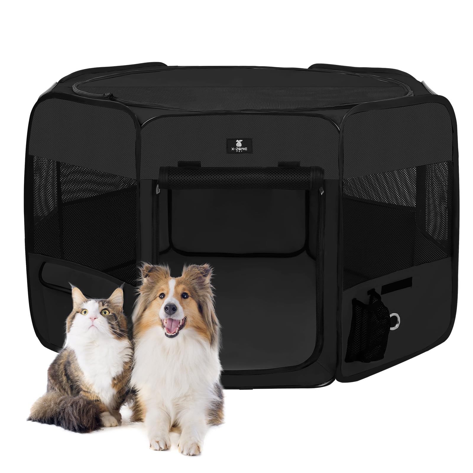 X-Zone Pet Portable Foldable Pet Dog Cat Playpen Crates Kennel/Premium 600D Oxford Cloth,Removable Zipper Top, Indoor And Outdoor Use