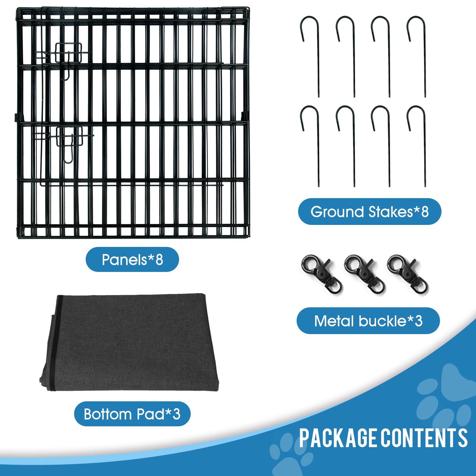 Dog Pen Pet Playpen Dog Fence Indoor Foldable Metal Wire Exercise Puppy Play Yard Pet Enclosure Indoor Outdoor 8 Panels 24 Inch