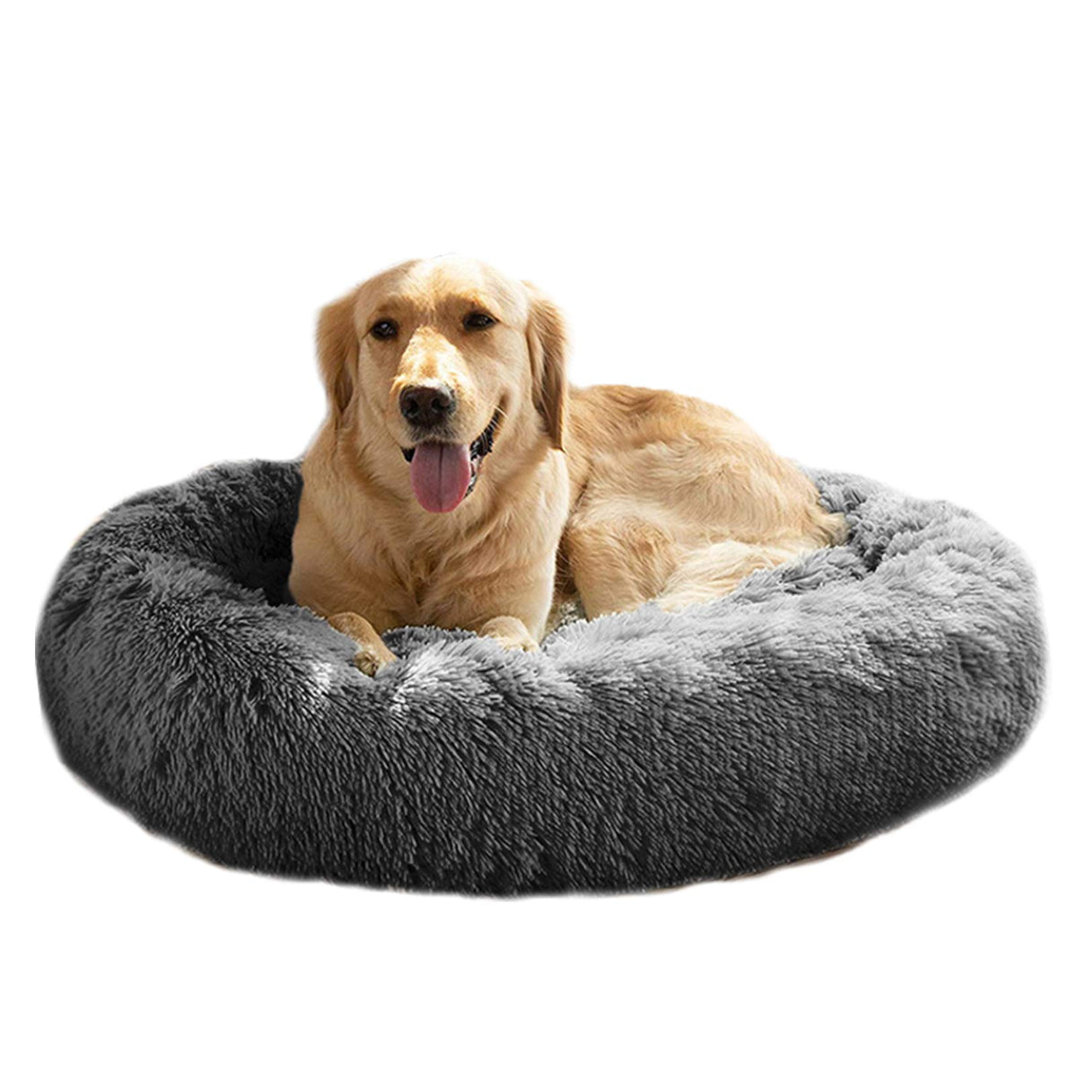 Mfox Dog Bed Cat Bed Donut, Pet Bed Faux Fur Cuddler, Machine Washable Self-Warming Pet Bed For Cats Small Medium Dogs