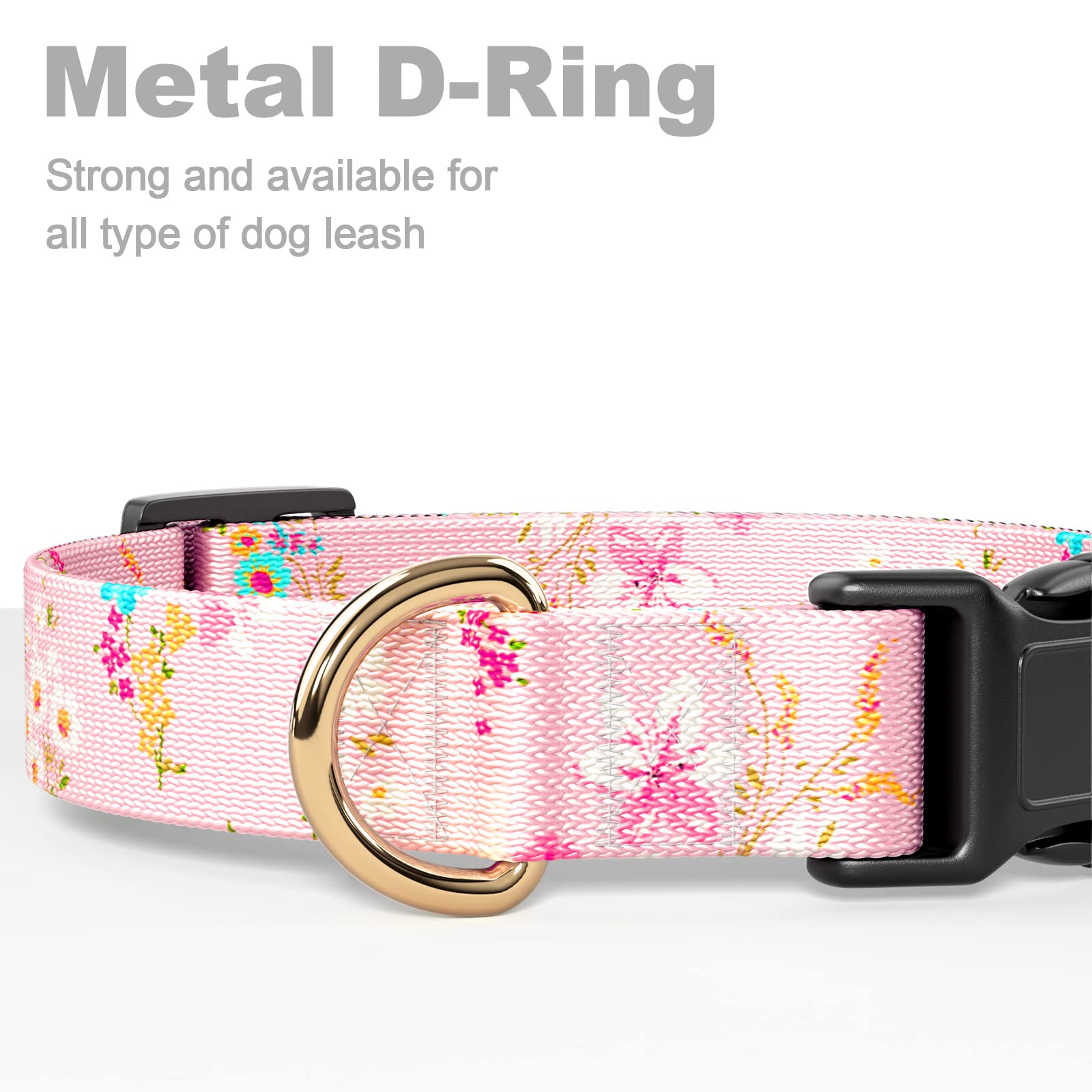 Rnivvi Dog Collar For Large Dogs, Cute Floral Heavy Duty Adjustable Puppy Collar With Quick Release Buckle For Boy Girl & Female