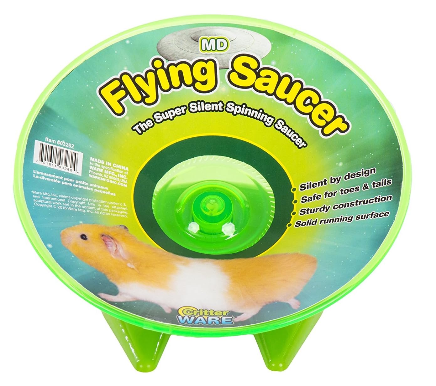 (2 Pack) Ware Flying Saucer Small Pet Exercise Wheels, 7-1/4-Inch, Medium, Colors May Vary