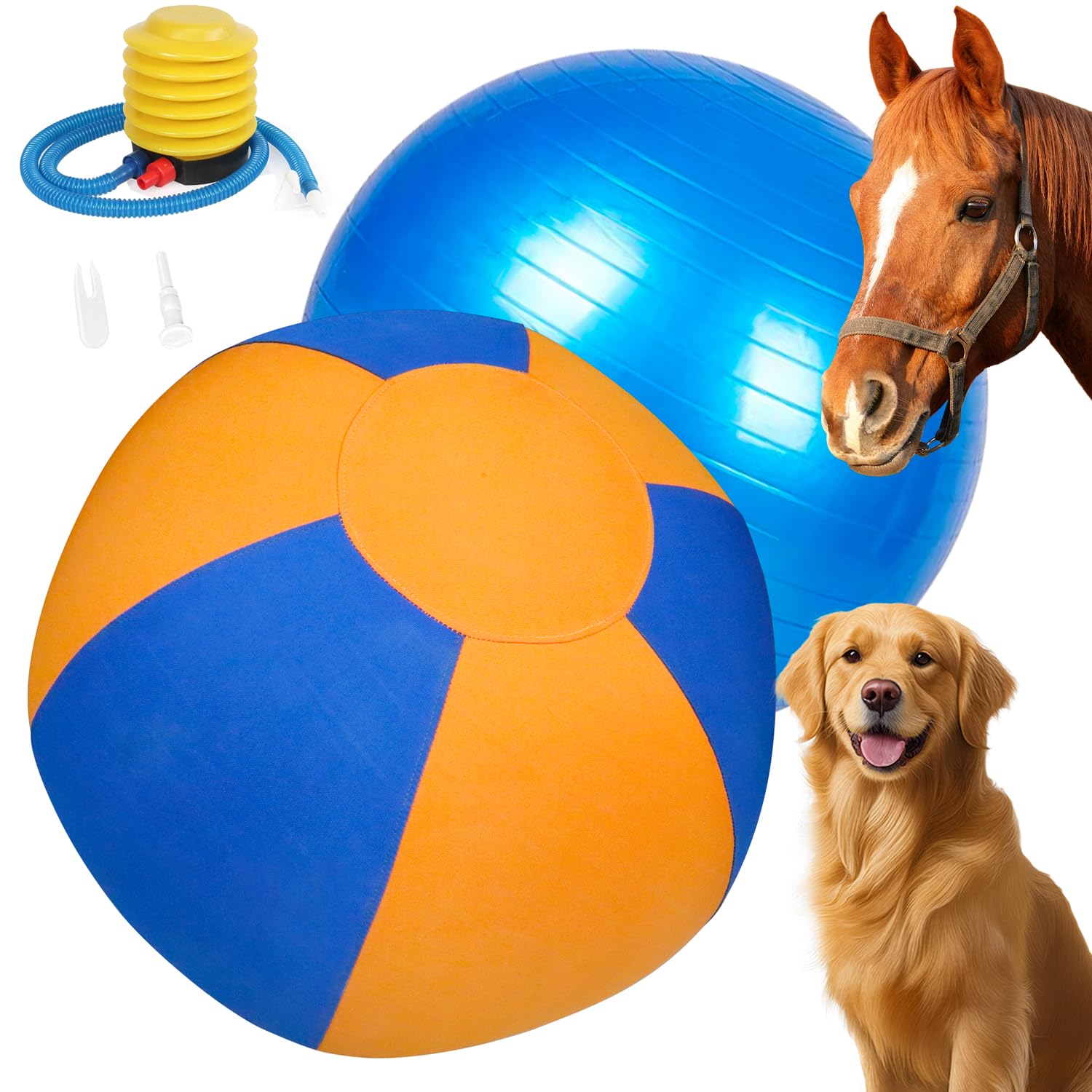 25 Inch Herding Ball for Dogs - Blue & Orange Two-Tone Color, Enhanced Bite-Resistant Herding Toy for Australian Shepherds, Bord