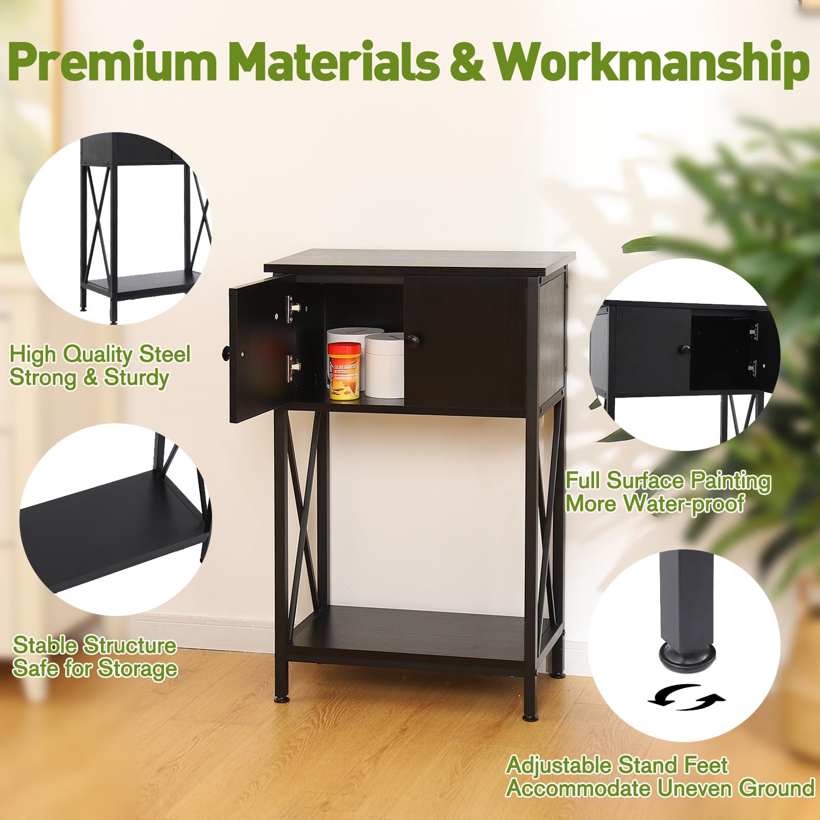 LAQUAL 10 Gallon Fish Tank Stand with Cabinet, Double Aquarium Stand for 10 & 5 Gallon Fish Tank, Heavy Metal Stand with Stable