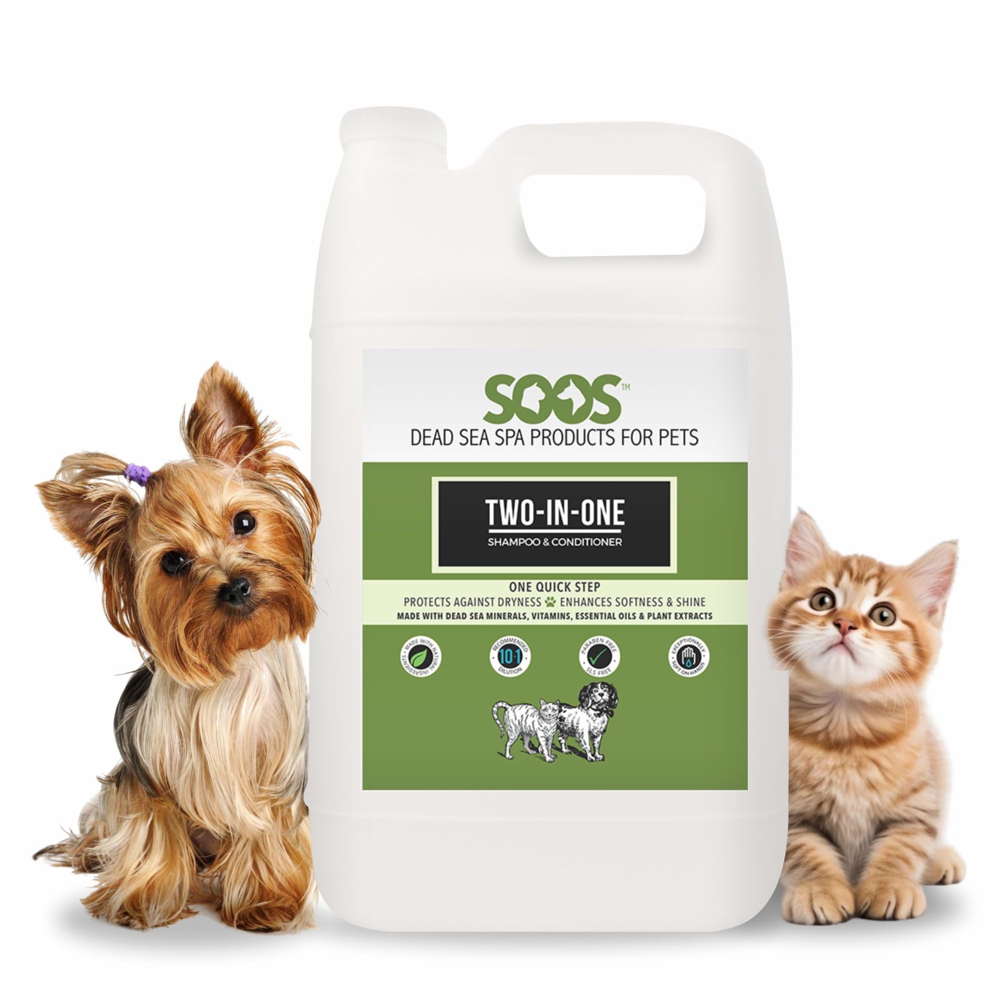 Soos Pet Shampoo And Conditioner Natural Dead Sea Minerals Two-In-One Deeply Absorbing With Vitamins Essential Oils Natural Ingr