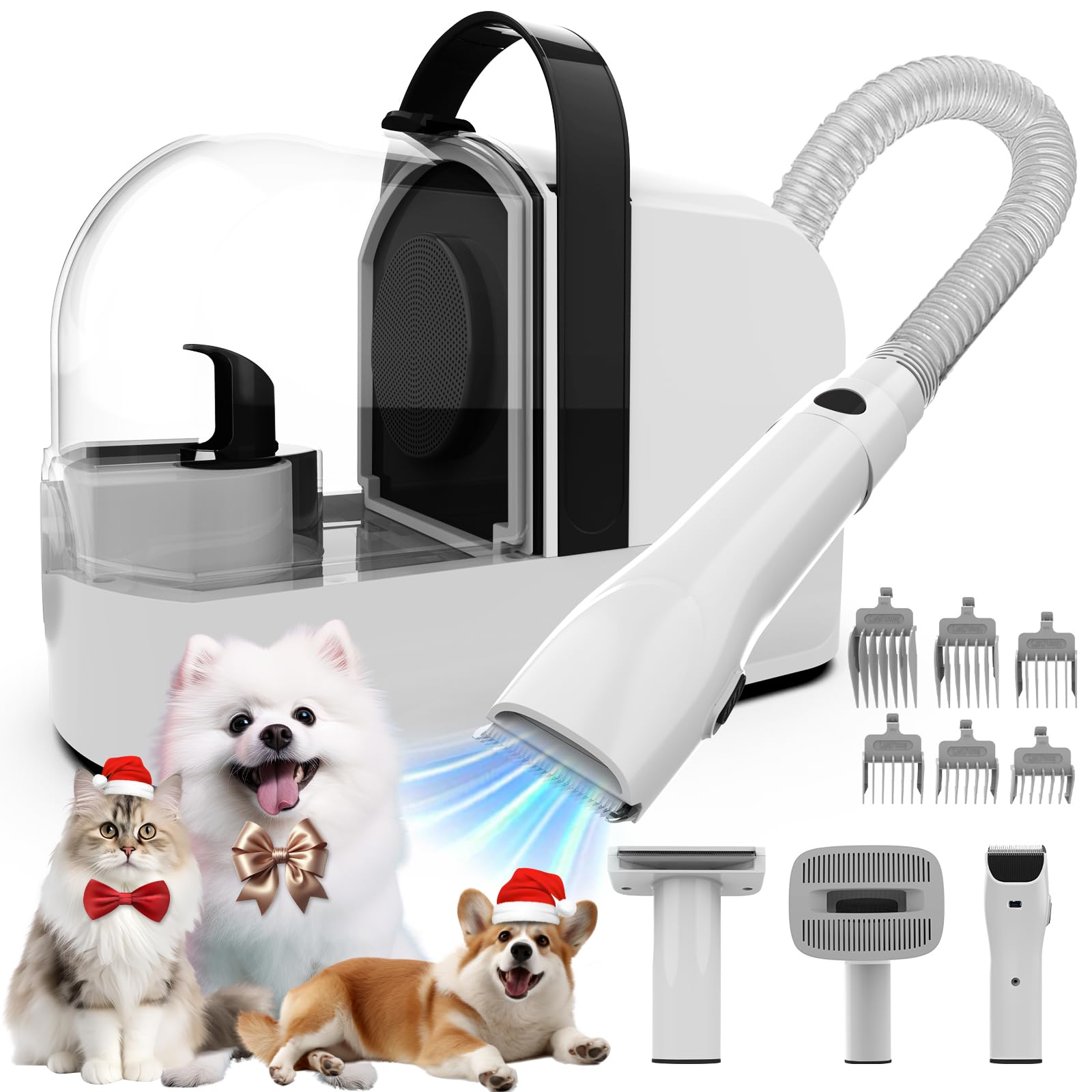 Ubrobo Dog Grooming Vacuum, Dog Grooming Kit With Pet Clippers, 12,000Pa Pet Hair Grooming Vacuum For Dogs, Vacuum Brush For She