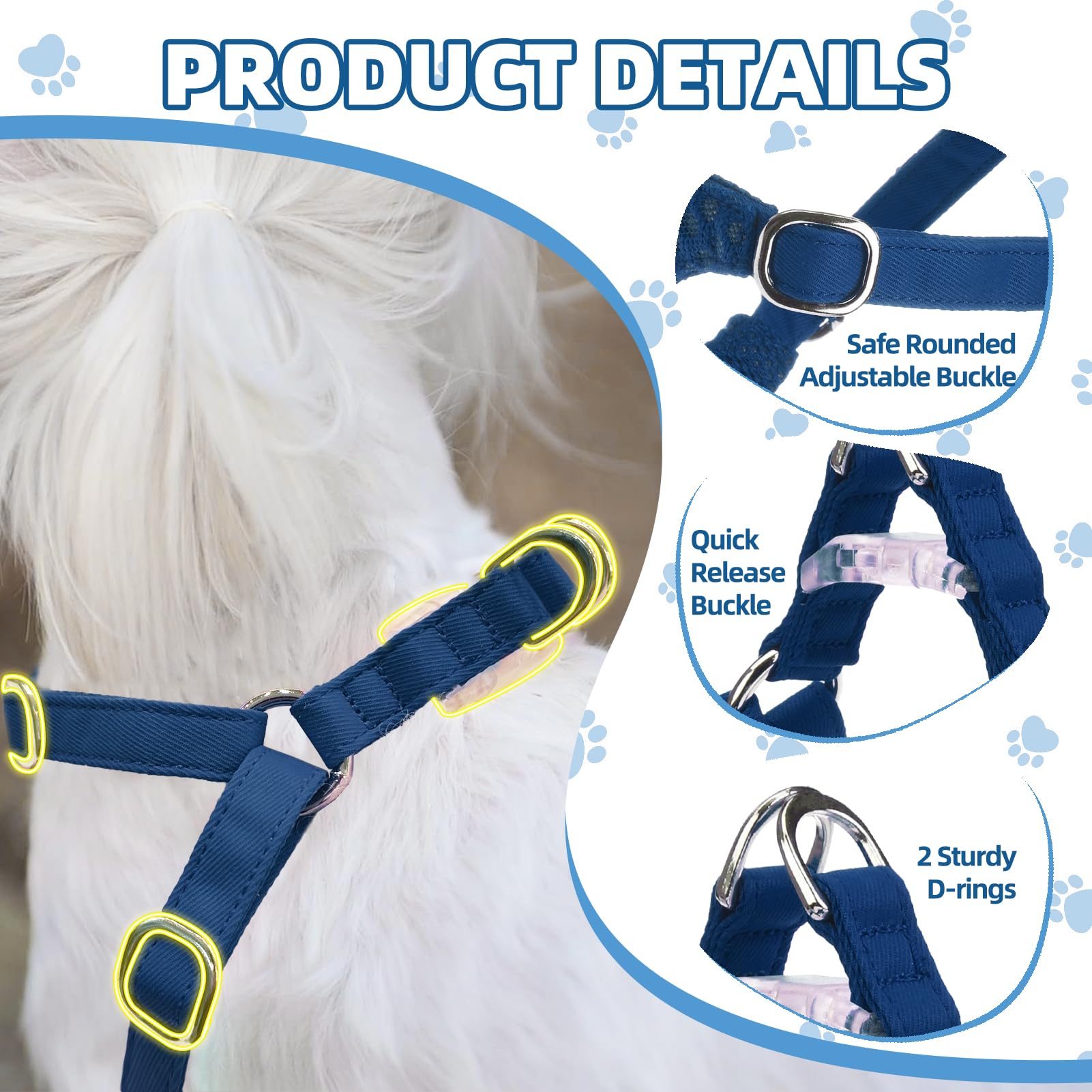 Pupteck Dog Harness And Leash Set Small Sized, Step-In Cute Puppy Harness, Soft Lightweight Padded Vest, Escape Proof No Pull Pe