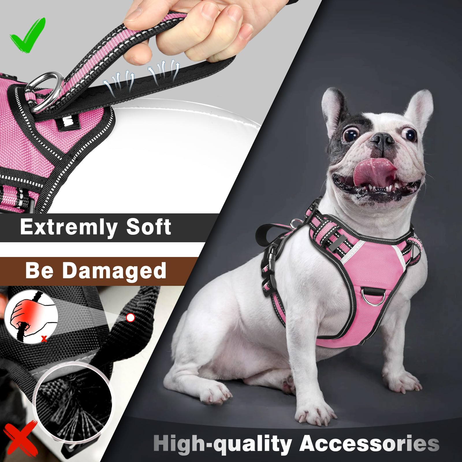 Winsee Service Dog Vest No Pull Dog Harness With 7 Dog Patches, Reflective Pet Harness With Durable Soft Padded Handle For Train