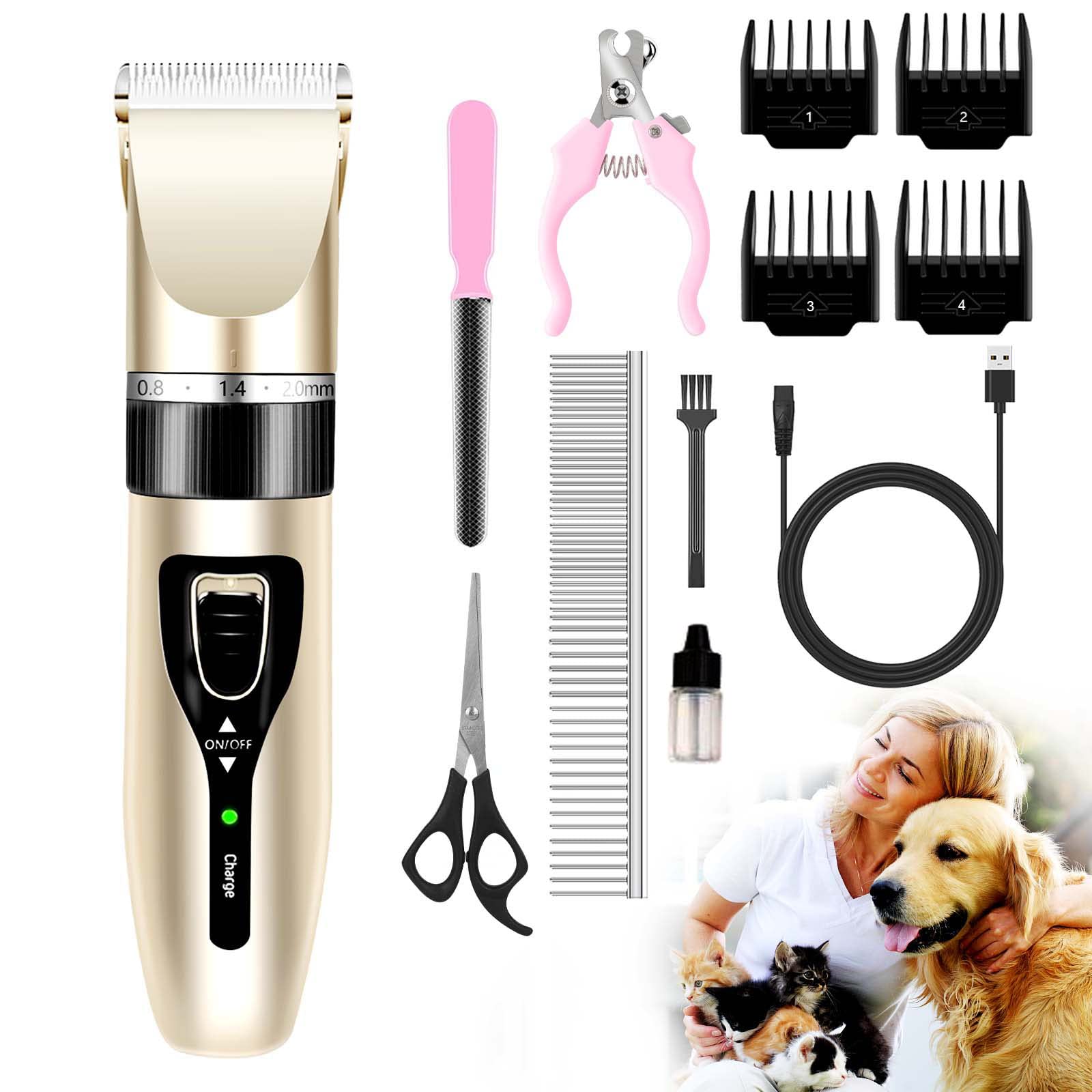 Zikillya® Dog Clippers For Grooming,Dog Grooming Kit For Grooming Thick Coats Dog Shears Rechargeable Dog Grooming Clippers，Suitable For Large Long-Hair Dogs