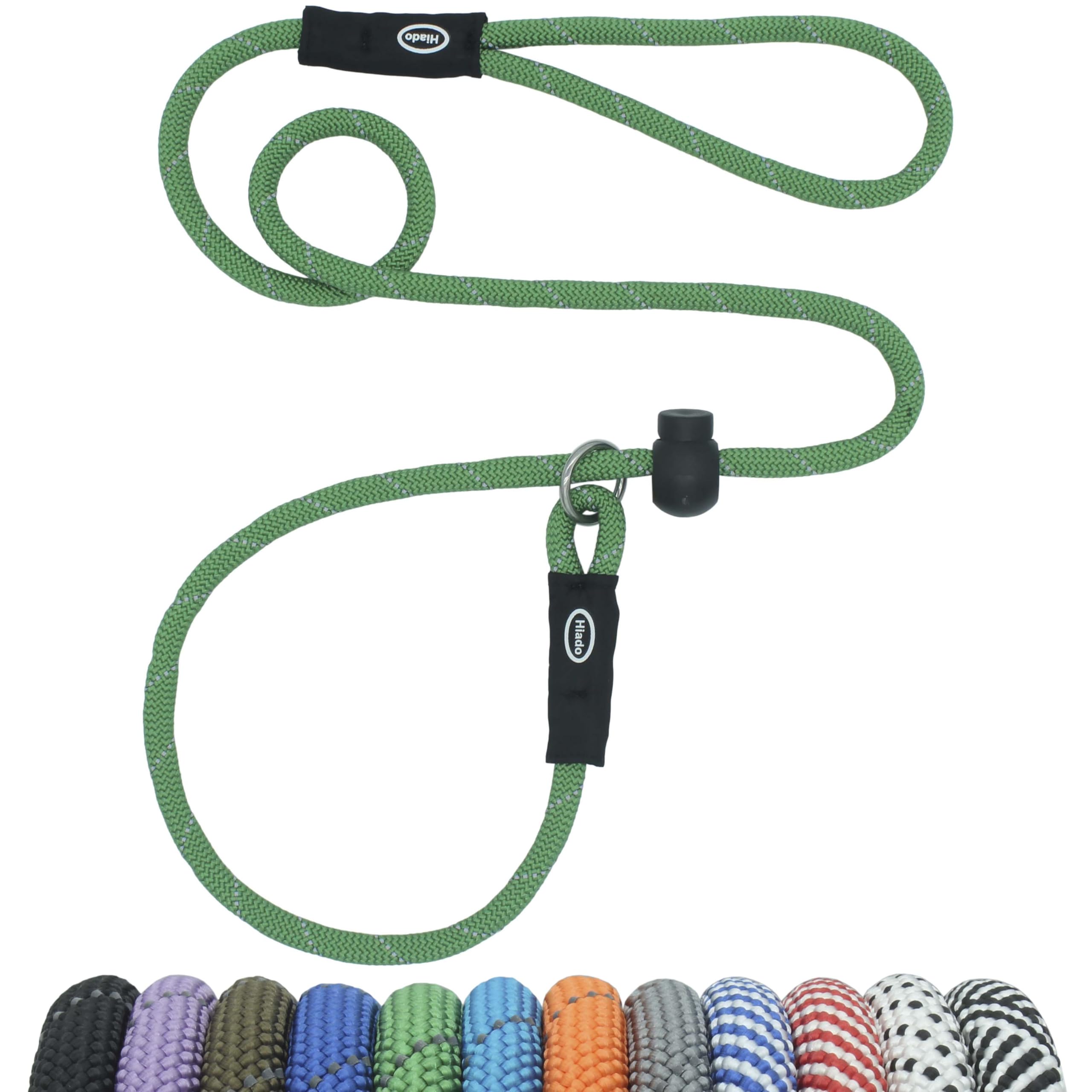 Hiado Slip Lead Dog Leash Reflective With Stopper Loop Rope Training No Pull For Small Medium Large Dogs 7Ft Green