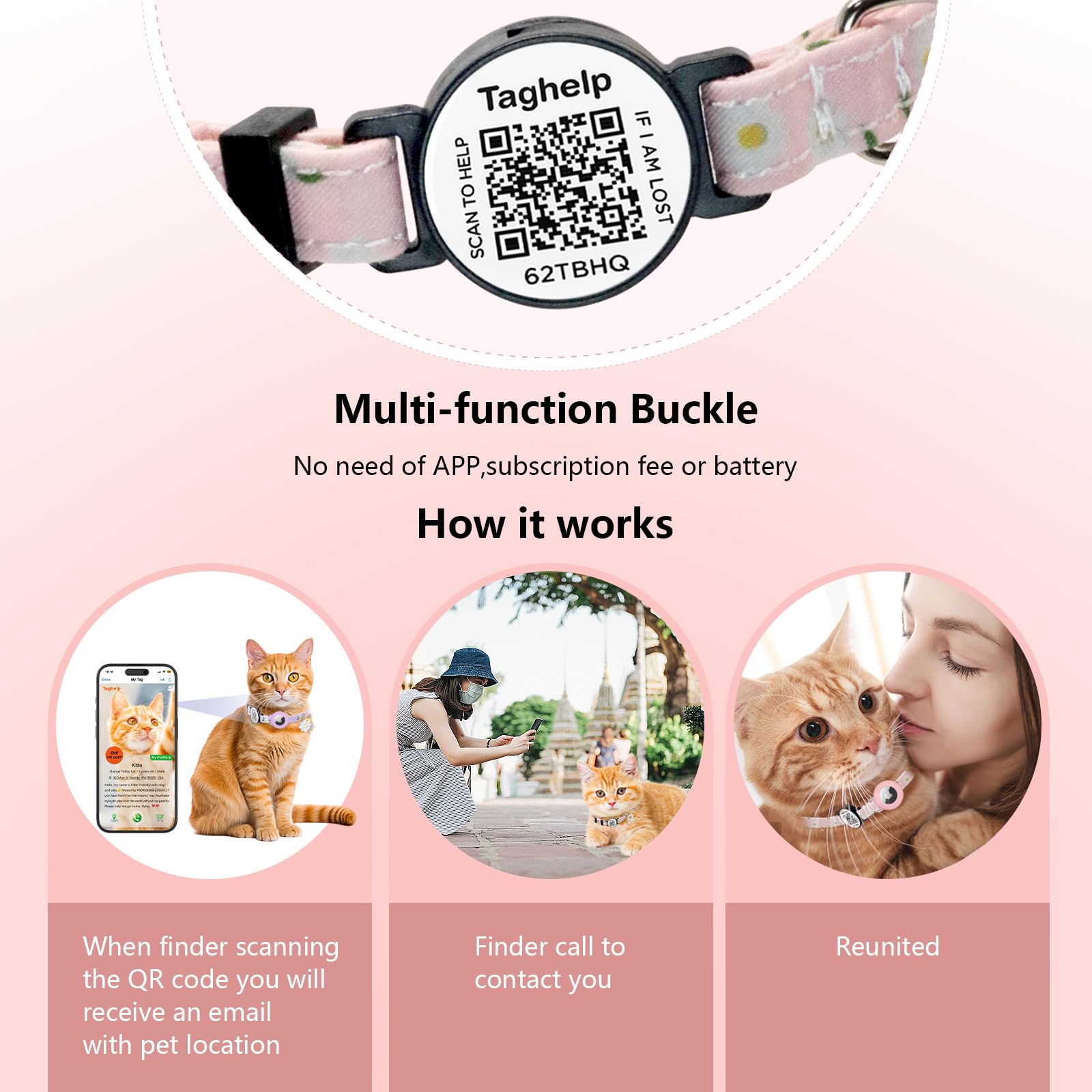 8-13In Airtag Cat Collar Lightweight And Comfortable, Bells & Flower Charm Collar Breakaway With Silicone With Apple Air Tag Hol