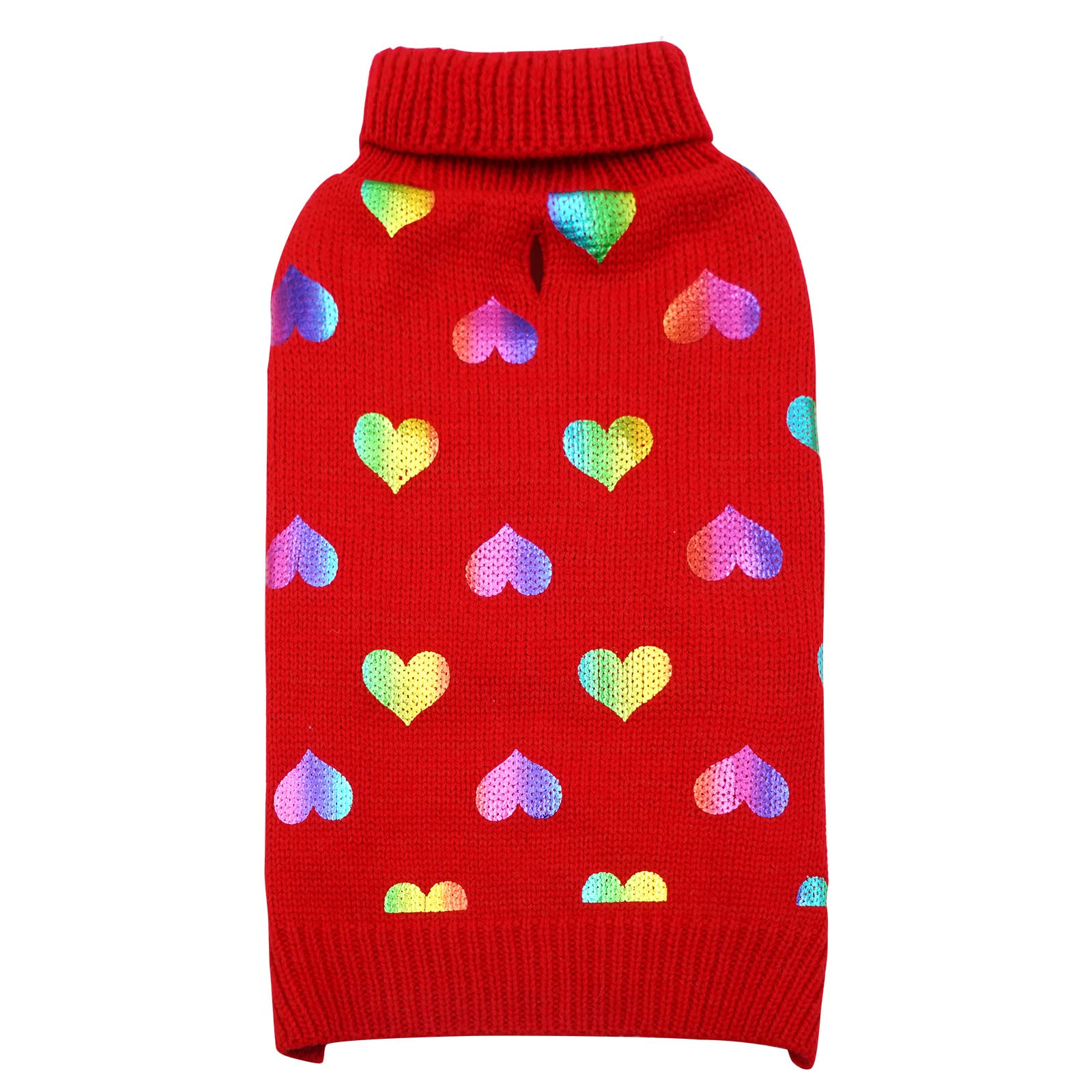 Kyeese Dog Sweaters Colorful Radiant Printing Love Design Dog Sweaters With Leash Hole Pet Sweater Pet Clothes,Xs
