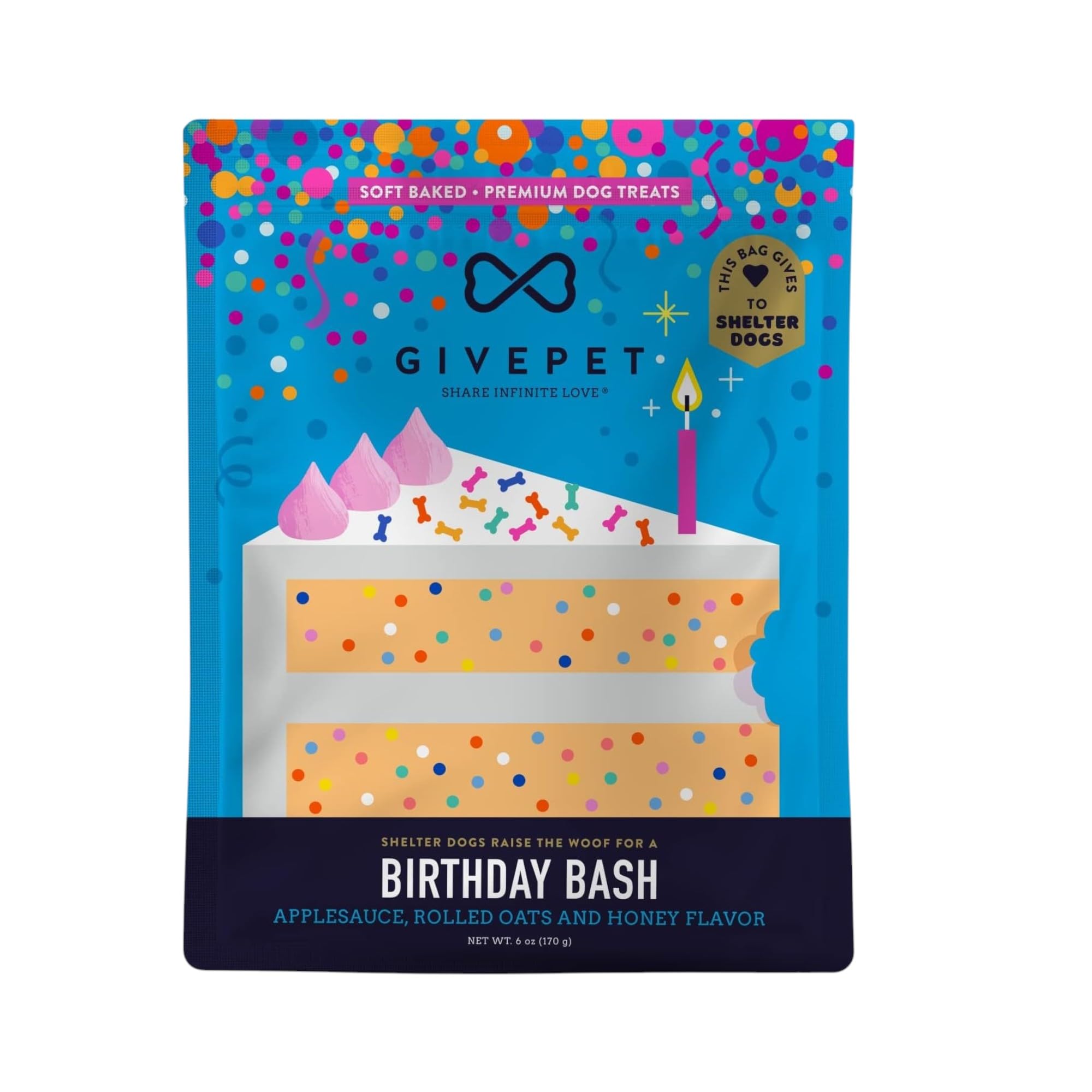 Birthday Bash Dog Training Treats, Natural Applesauce and Honey Flavor, 6 Oz Bags, Pack of 2