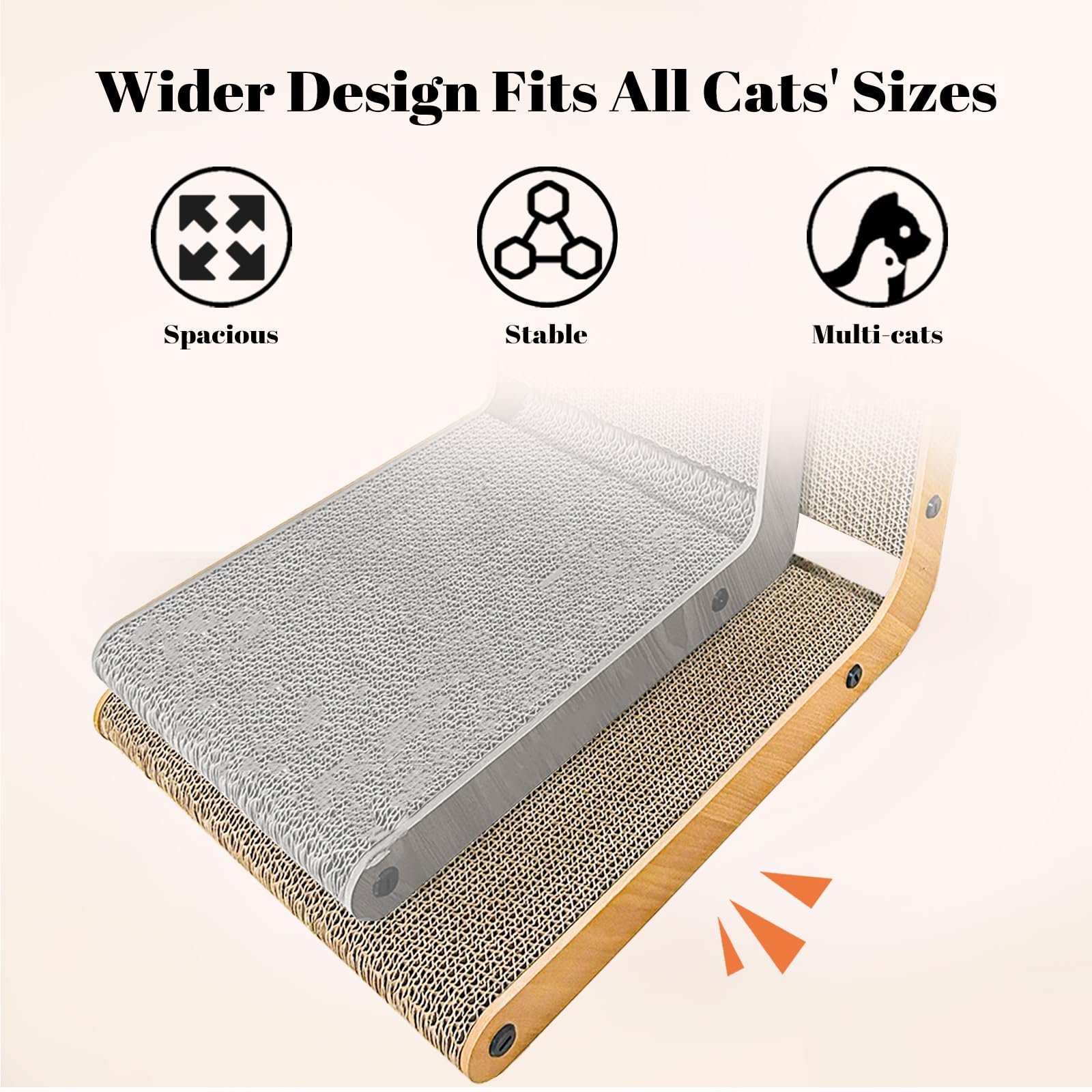 Cheerhome Pets Widen Cat Scratcher L Shaped Cat Scratching Board For Indoor Cats 12.6''X23.6'' Vertical Cat Scratch Cardboard Ca