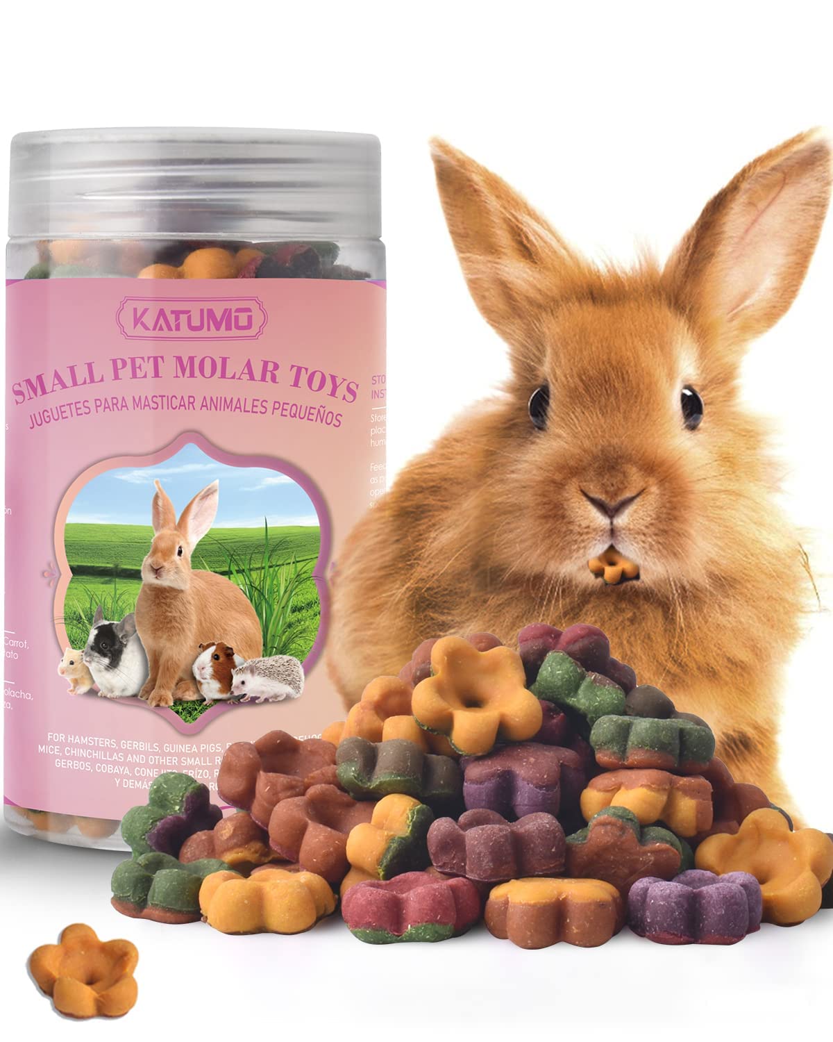 KATUMO Rabbit Treats, 180g / 6oz Dwarf Hamster Treats Natural Chew Toys for for Guinea Pig Hamster Bunny Chinchilla Gerbil