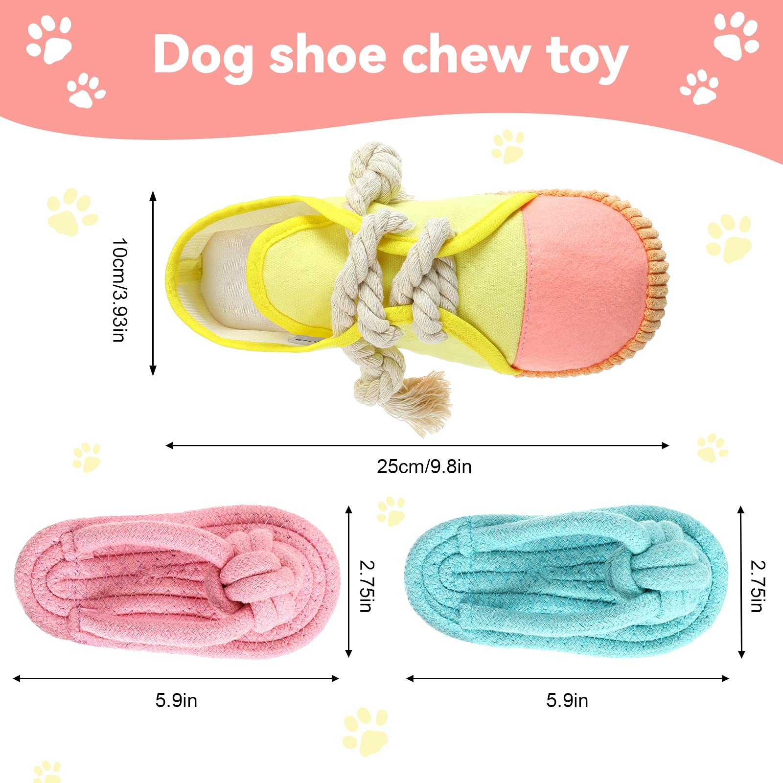 Zhanmai 4 Pieces Dog Shoe Chew Toys Puppy Chew Shoe Dog Sandal Durable Puppy Squeaky Mini Sneakers Decoy Sandal Squeaky Plush To