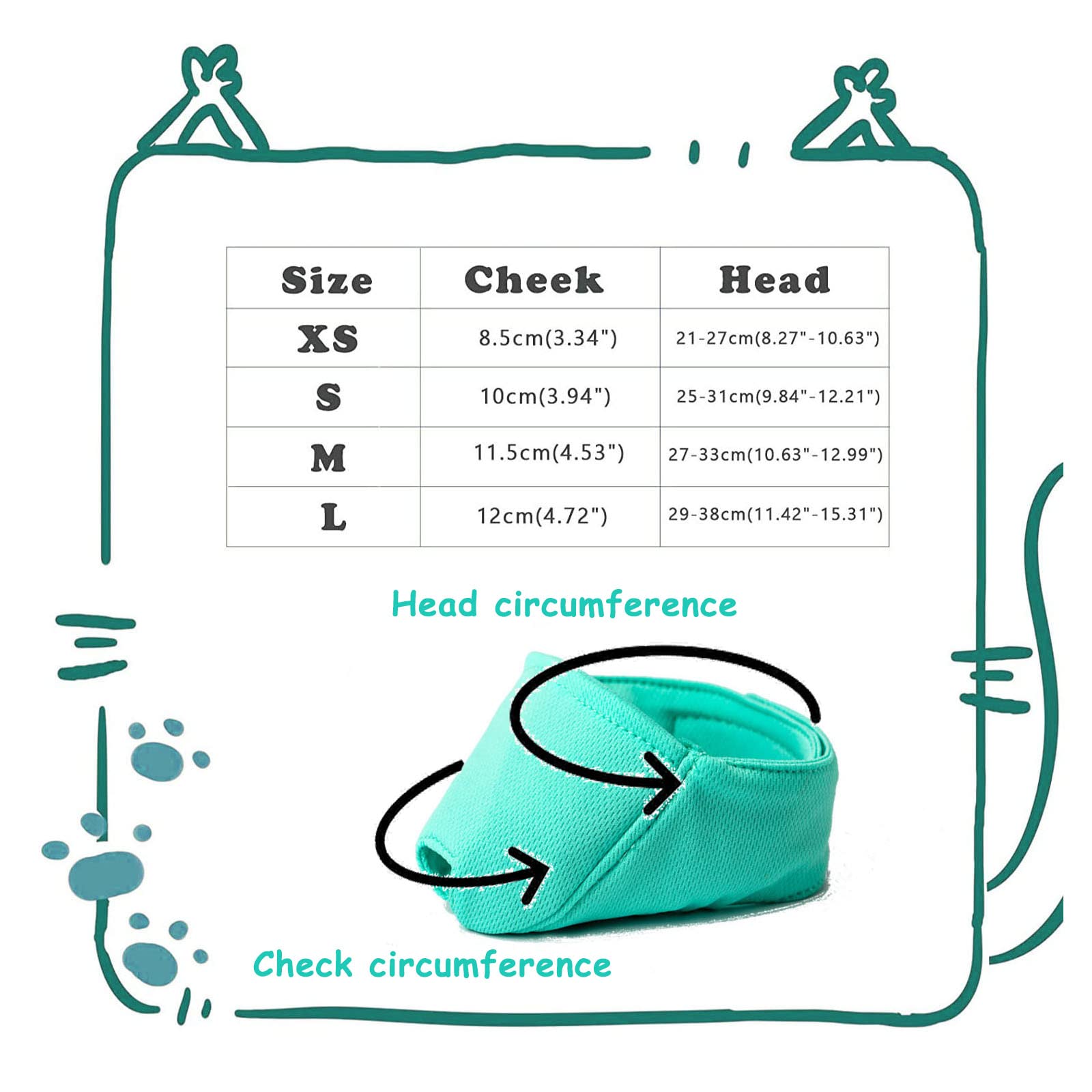 Wintchuk Cat Muzzle With Breathable Mesh, Cat Mouth Guard Muzzle For Prevent Biting Chewing Grooming,Anti Scratch (S,Green)