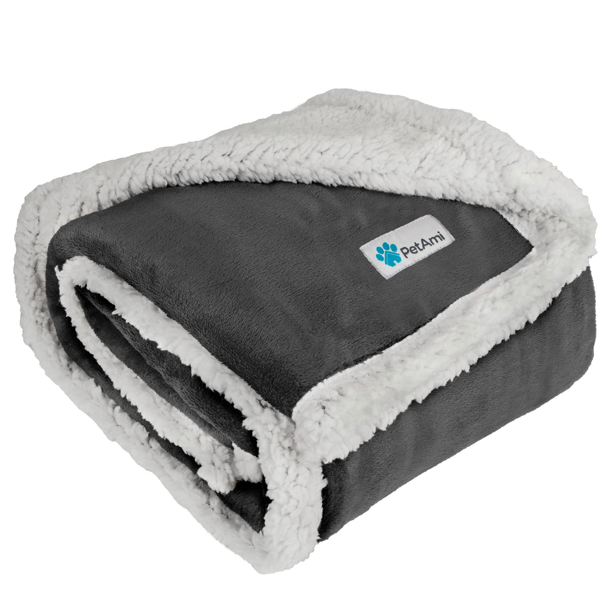Petami Dog Blanket For Bed, Xl Pet Blanket Large Dogs, Fleece Furniture Couch Cover Protector Sofa Car Crate Kennel, Soft Sherpa Cat Throw Plush Reversible Washable, Twin 60X80 Dark Gray