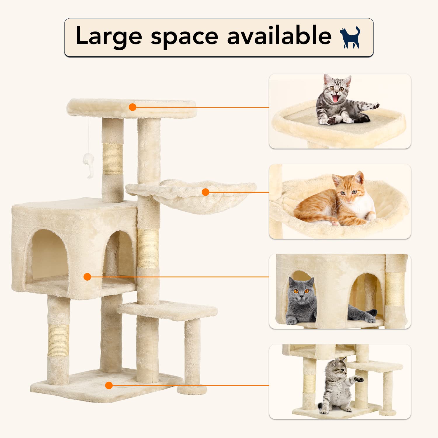 Bestpet Cat Tree 36 Inch Tall Cat Tower For Indoor Cats With Cat Scratching Post,Cat Condo Furniture Activity Centre With Cat Ha