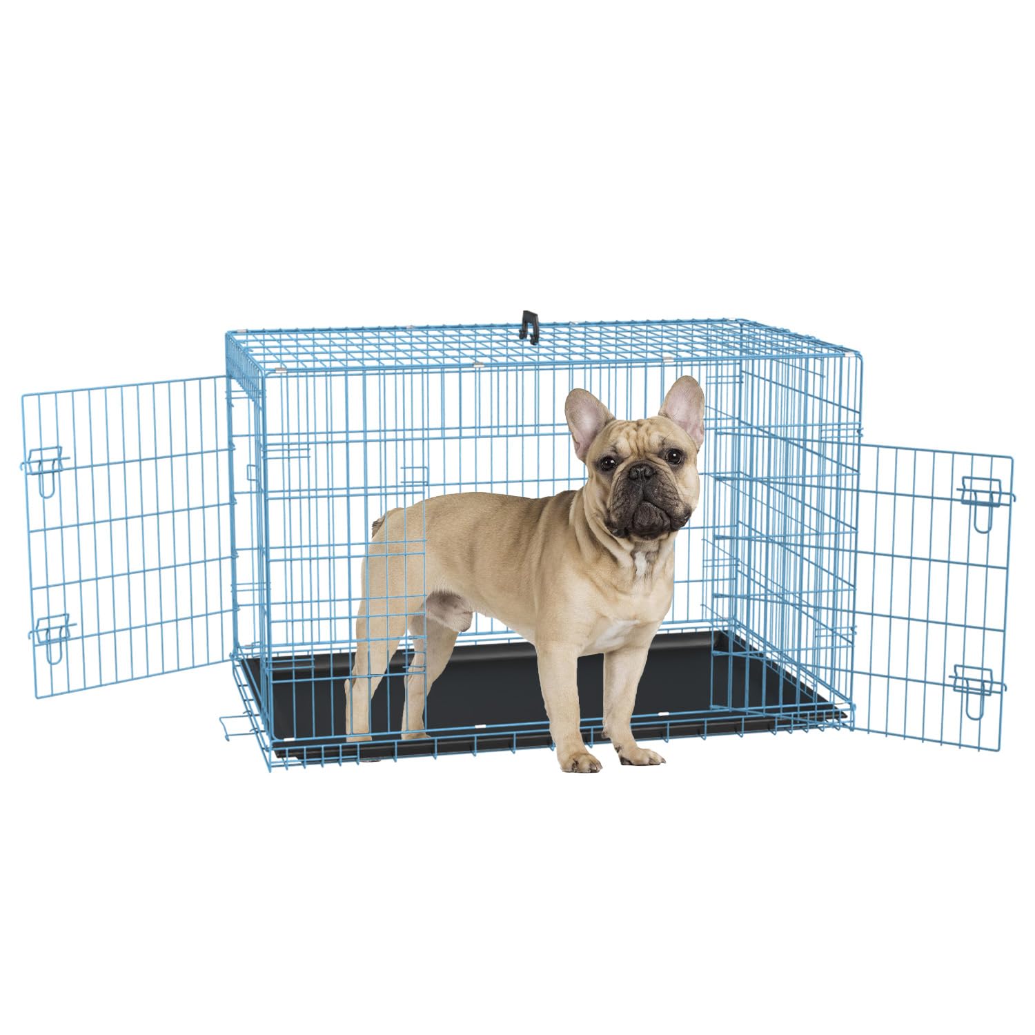 36,42,48 Inch Dog Crate For Large Dogs Dog Cage Dog Kennel Pet Crate Folding Metal Pet Cage Double Door Leak-Proof Plastic Tray 