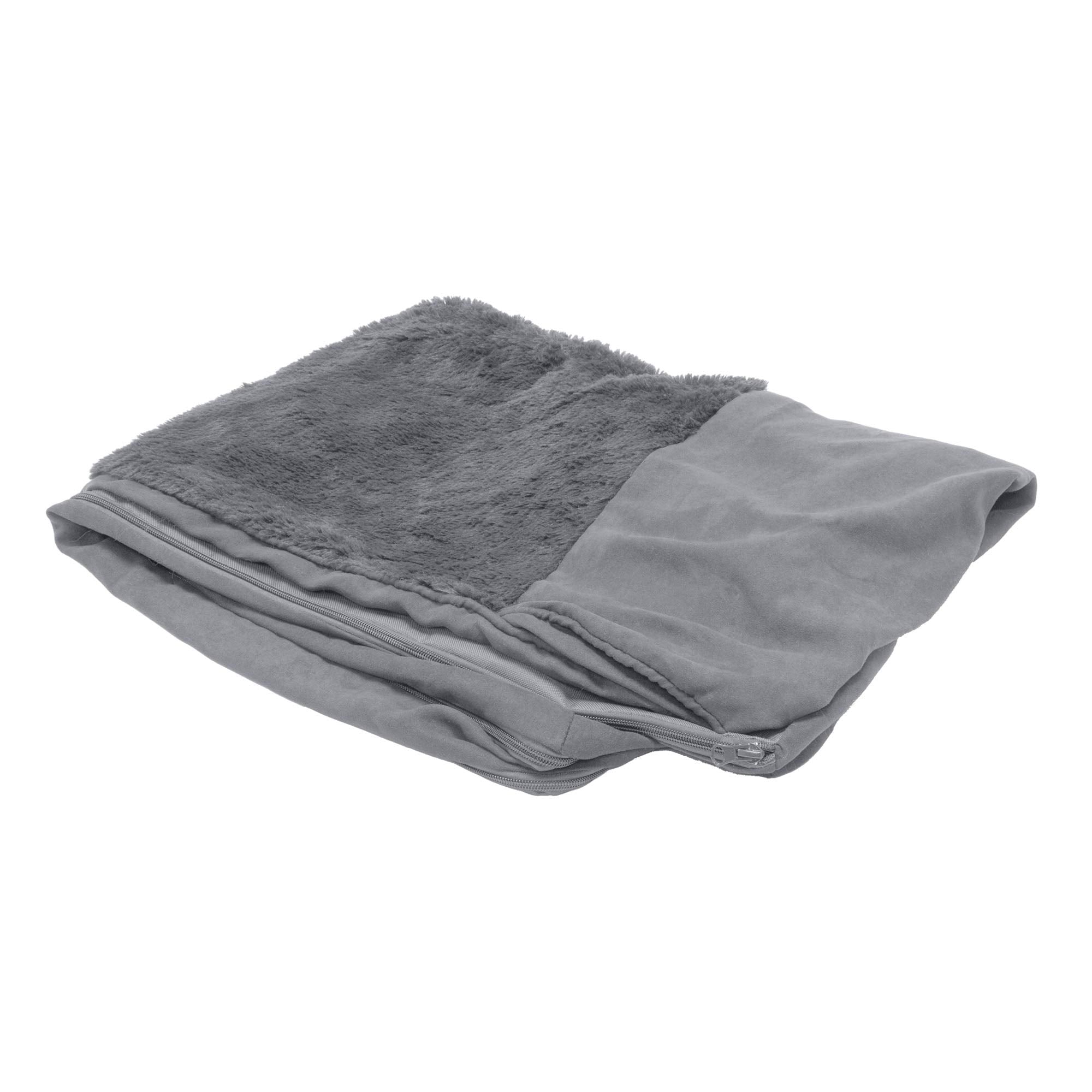 Furhaven Replacement Dog Bed Cover Plush & Suede Sofa-Style, Machine Washable - Gray, Jumbo Plus (XX-Large)