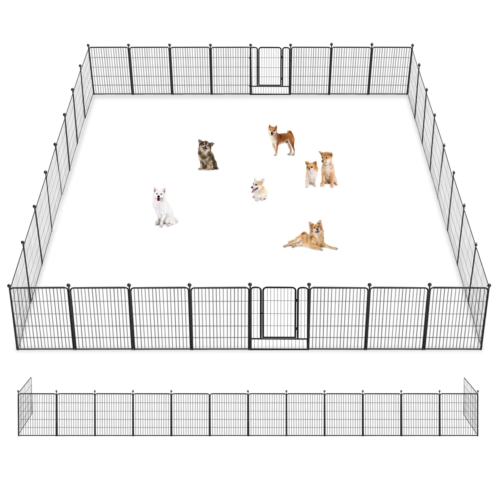 Jhsomdr Dog Playpen 32 Inch 32 Panels Indoor Outdoor Dog Pen For Medium/Small Dogs Heavy Duty Metal Dog Fence Outdoor For Yard, 