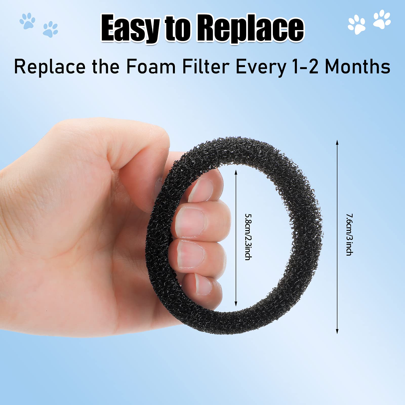 Enhon 16 Pieces Pet Fountain Foam Filters Round Sponge Black Filter Foam Cat Fountain Replacement Filter For 2.5 L/ 84 Oz Stainless Steel Cat Pet Drinking Water Stay Healthy Clean(16 Pieces)