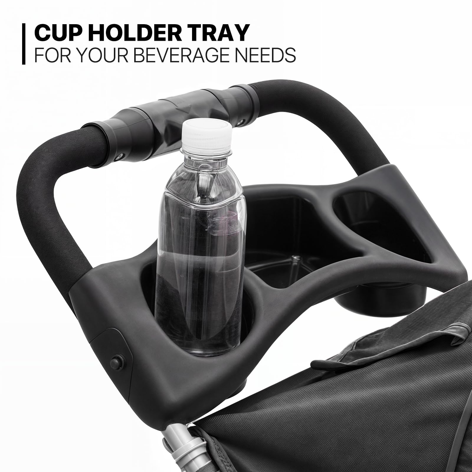 Monibloom Foldable Pet Stroller With Weather Cover, 3 Wheels Pet Strolling Cart For Small/Medium Dogs And Cats With Storage Basket And Cup Holder, Breathable And Visible Mesh For All-Season, Black