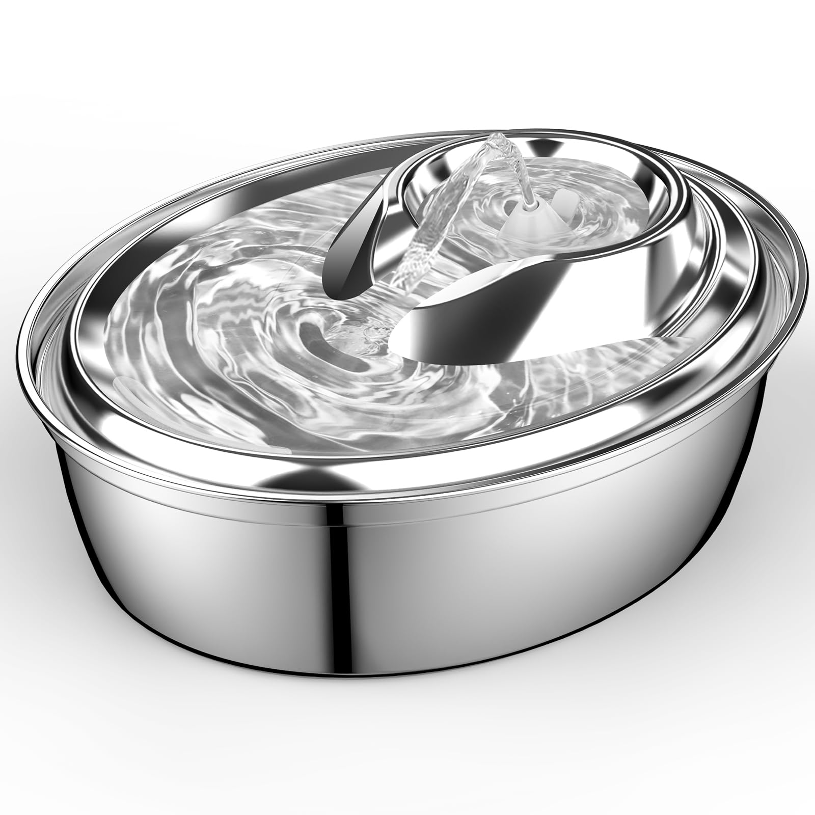 Orsda Cat Water Fountain Stainless Steel, 2L/67Oz Pet Fountain For Cats Inside, Automatic Dog Drinking Dispenser Cat Feeding & W