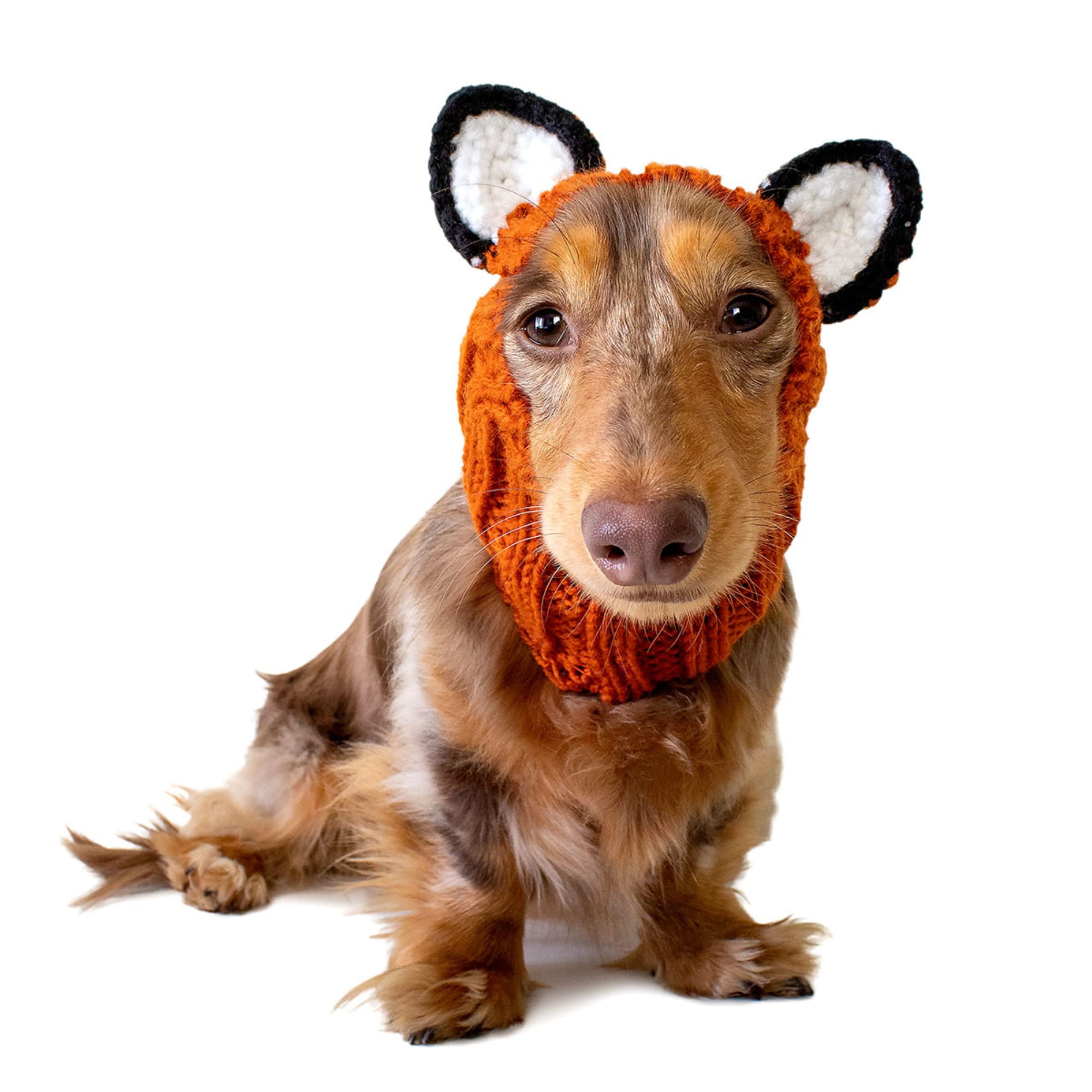 Zoo Snoods Fox Costume - Knit Dog Snood Ear Wrap For Pets, Warm Neck Cover For Halloween And Winter (Small)