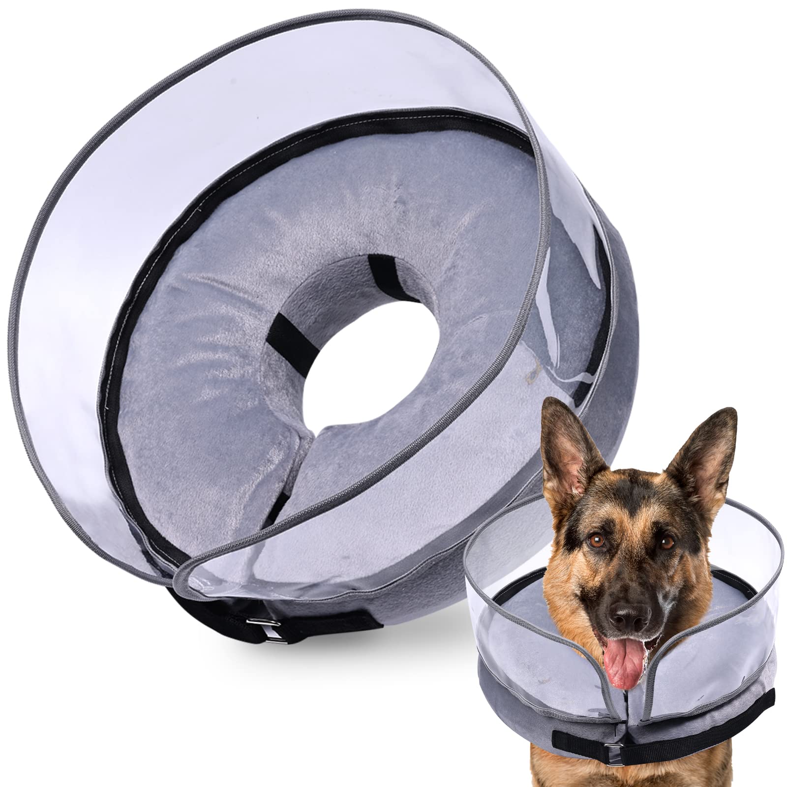 BARKLESS Dog Cone, Inflatable Dog Cone After Surgery for Small Medium Large Breeds, Soft Surgery Collar with Enhanced Anti-Licki