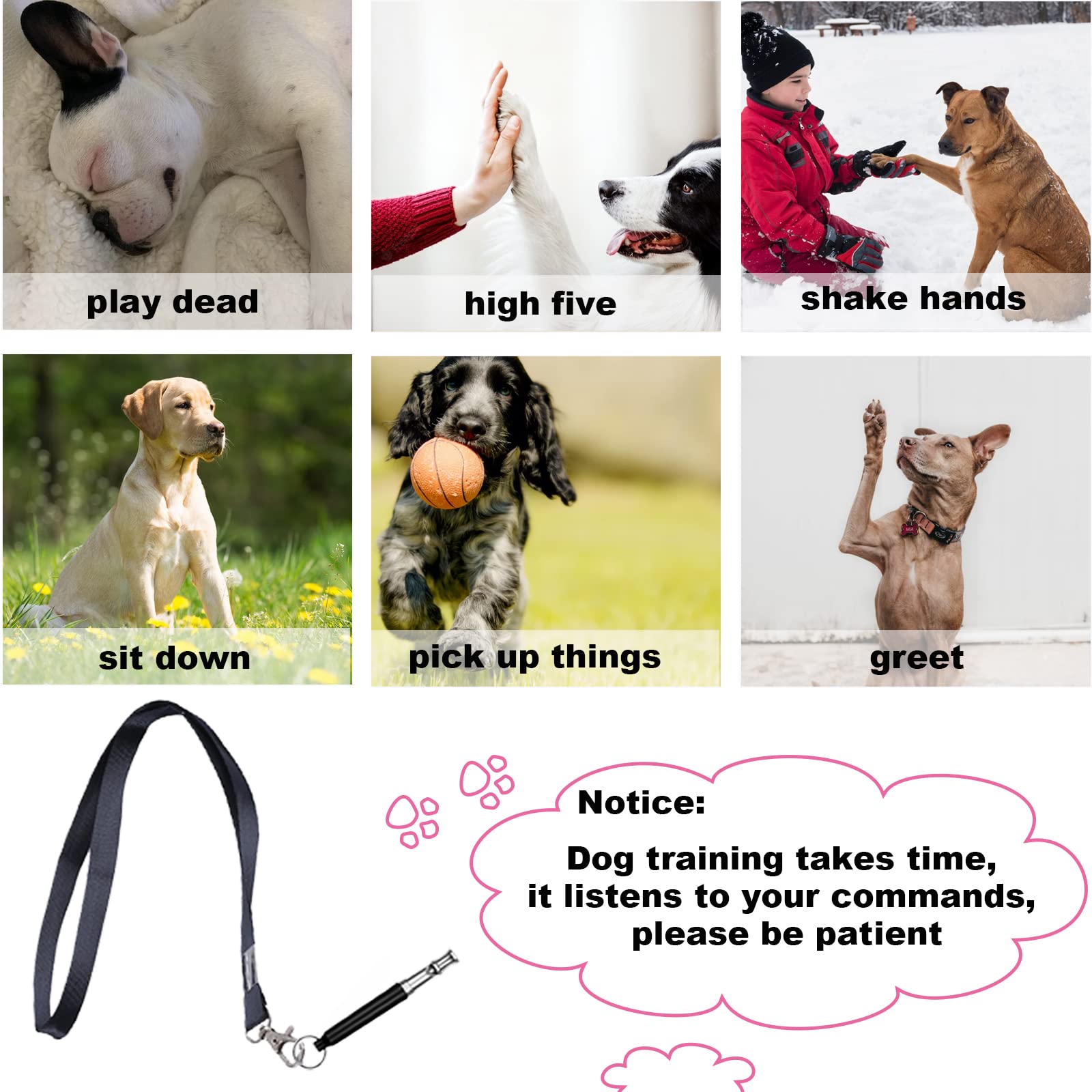 3 Pcs Ultrasonic Dog Whistle With Lanyard Professional Recall Dog Stop Barking Control Device Adjustable Ultrasonic Silent Dog W
