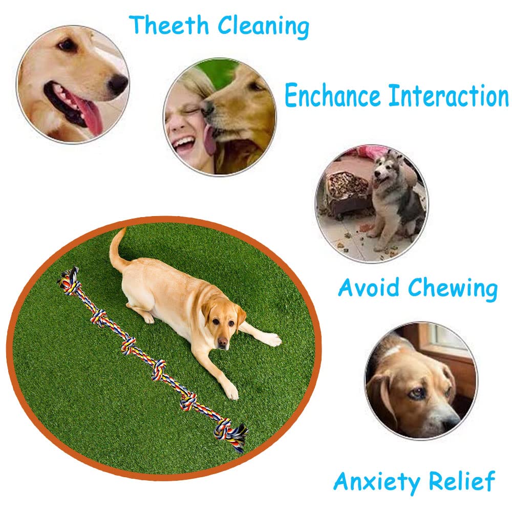 6 Knot 2 Pack Large Dog Rope Toy For Aggressive Chewer Heavy Duty Rope Durable Tough Chew Rope Tug Of War Play Outdoor Indoor Chewing Tugging Rope Large Breed Pull Rope Big Dog Long Pulling Pitbull