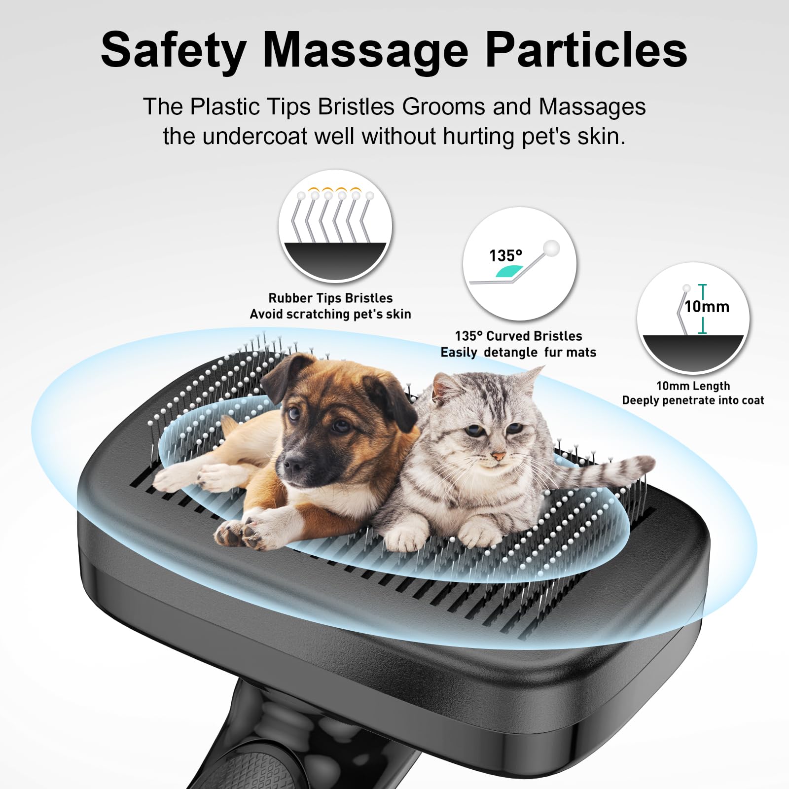 Self Cleaning Slicker Pet Brush For Grooming And Shedding Small Medium Large Dog Cat - Gently Remove Loose Tangling Knot Undercoat Fur Mats - Suitable For Long Short Hair Lengths Sensitive Animals