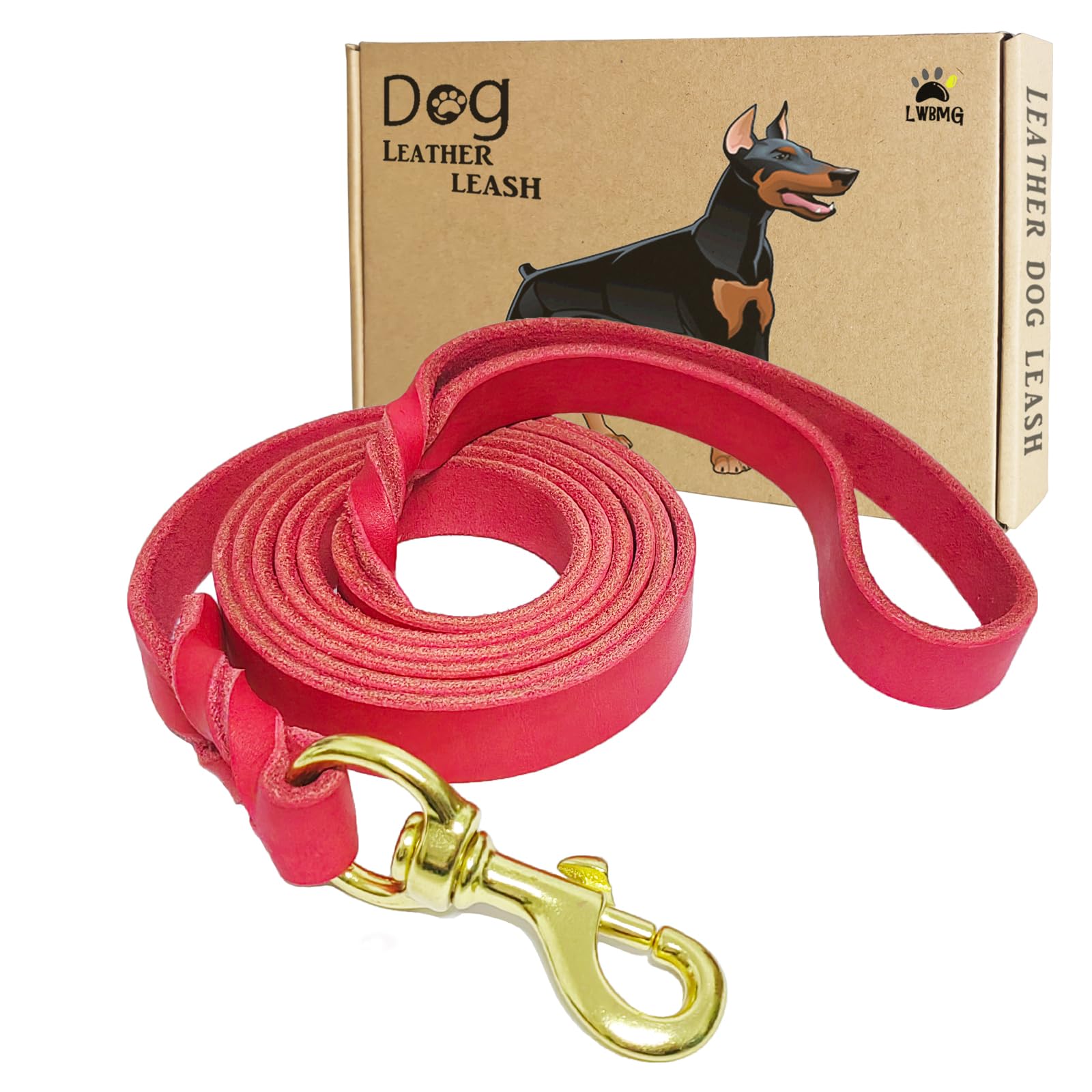 Lwbmg Leather Dog Leash 4Ft, Heavy Duty Dog Lead, Strong Genuine Leather Braided Pet Leash, Soft And Comfortable Pet Leashes For