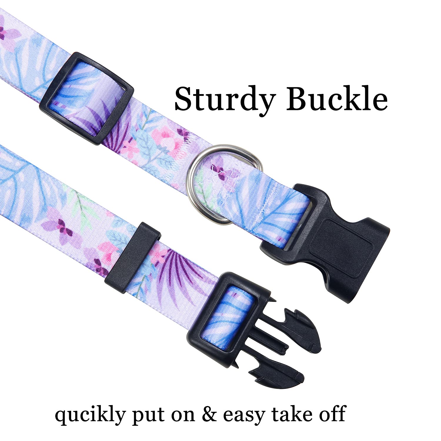 Mihqy Dog Collar With Bohemia Floral Tribal Geometric Patterns - Soft Ethnic Style Collar Adjustable For Small Medium Large Dogs (Purple Flower, L