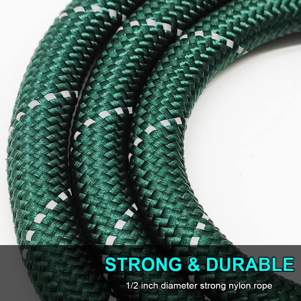 Btinesful 6Ft Chewproof Dog Leash, Strong Nylon Rope With Anti-Chewing Chain And Padded Handle For Medium Large Dogs Outdoor Training Walking Hiking Dark Green