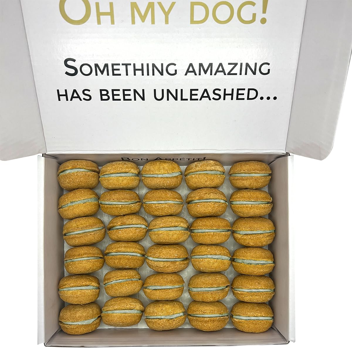 Bonne et Filou Dog Treats Birthday Cupcakes - Gourmet Macaron Cakes, 40 Count Bulk Pack - Healthy & Delicious Human Grade Snacks