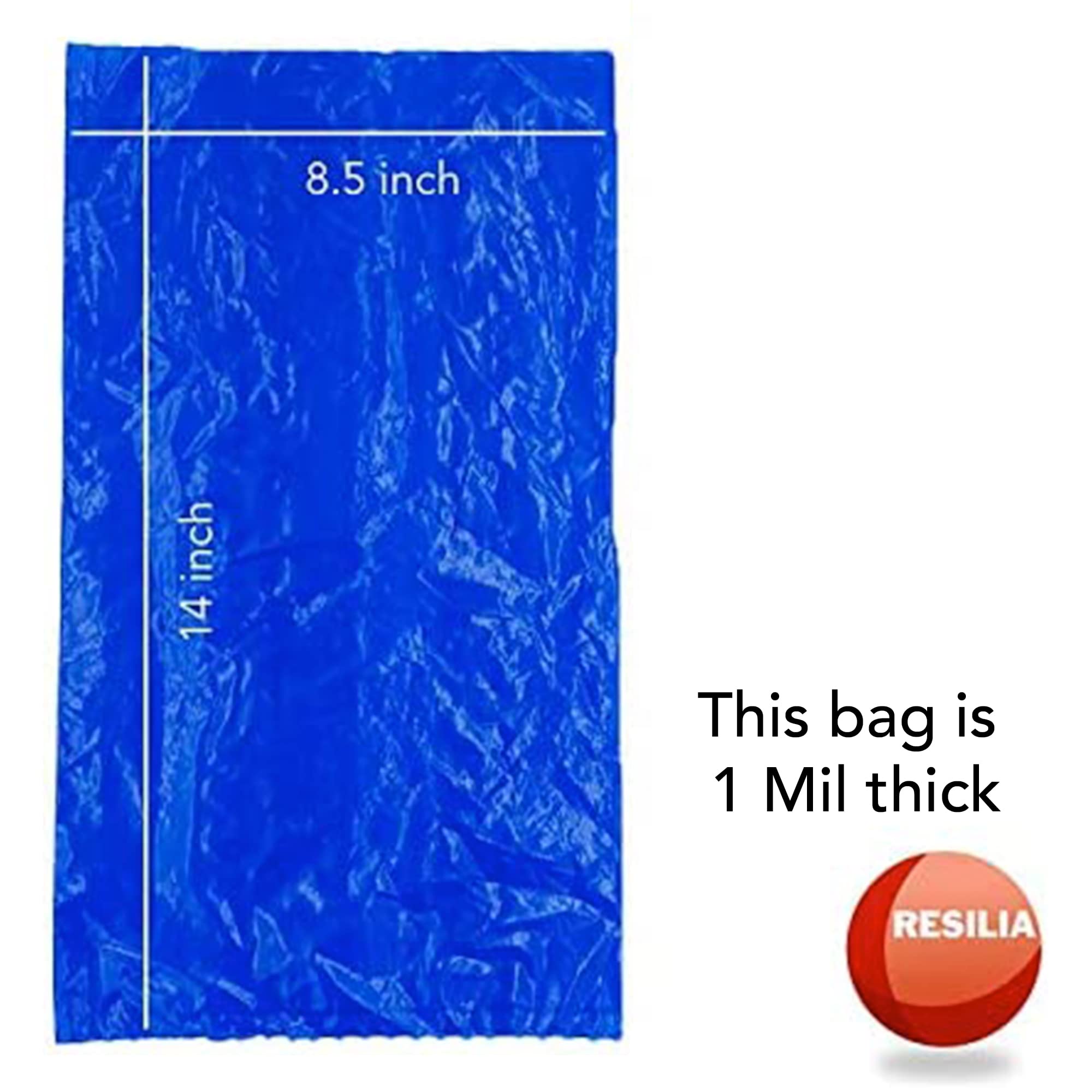 Resilia Commercial Grade Dog Poop Bags - Heavy Duty Pet Waste Removal Bag For Dogs, Cats, And Other Animals, Unscented, Blue, 8.