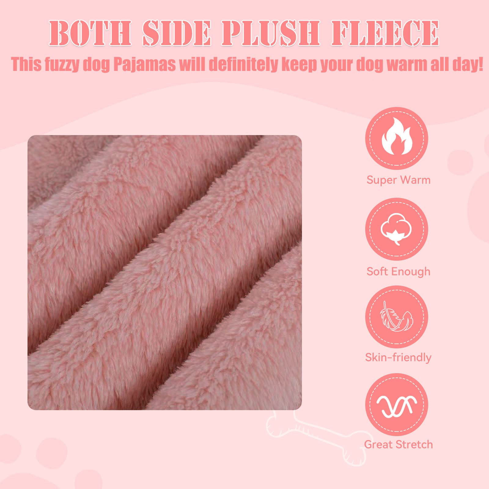 Fuzzy Pajamas Warm Soft Cozy Dog Turtleneck Sweater Lightweight Pjs Medium Pink