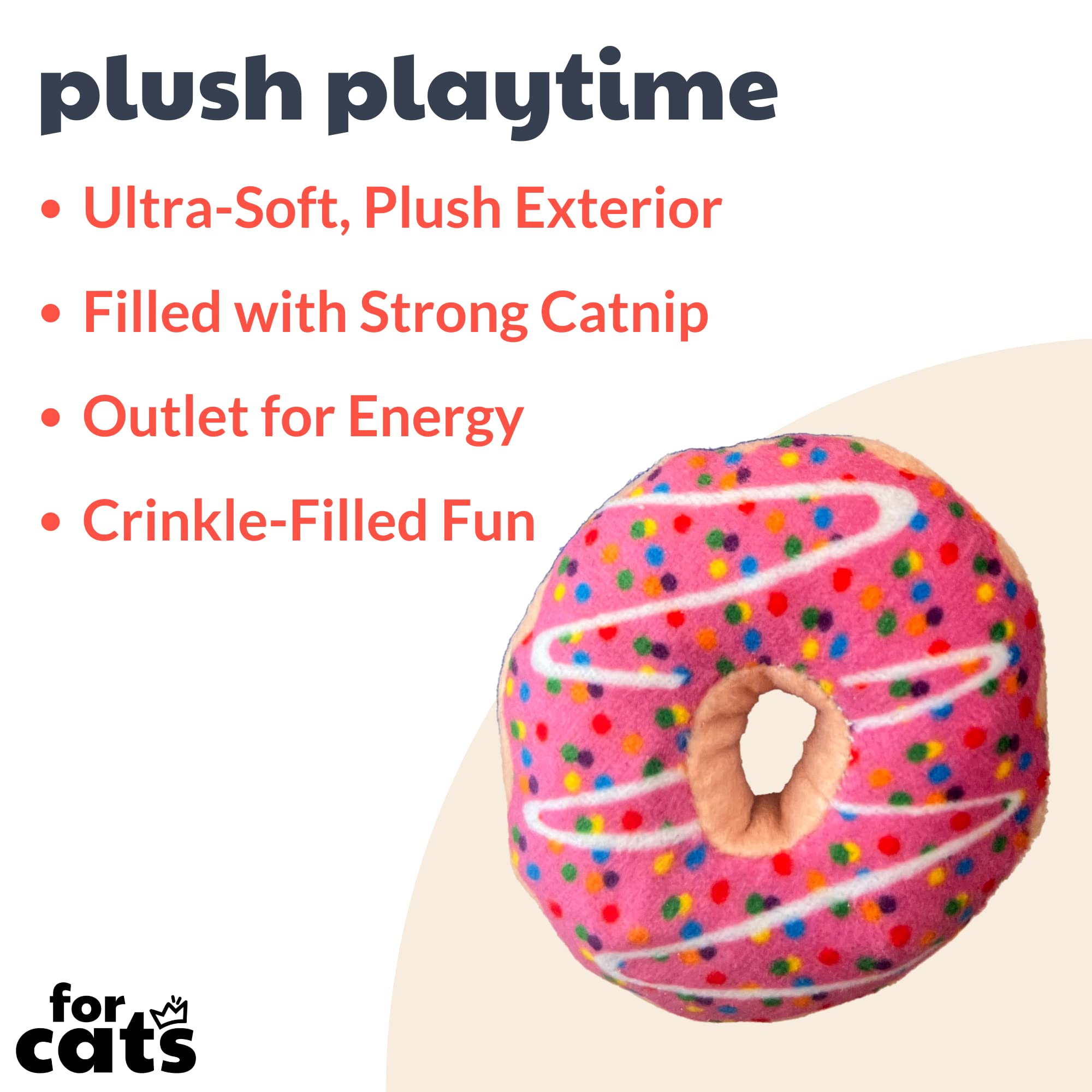 Huxley & Kent Plush Cat Toy - Strawberry Donut - Strong Catnip Filled - Plush Interactive Kitten And Cat Toy With Catnip And Cri