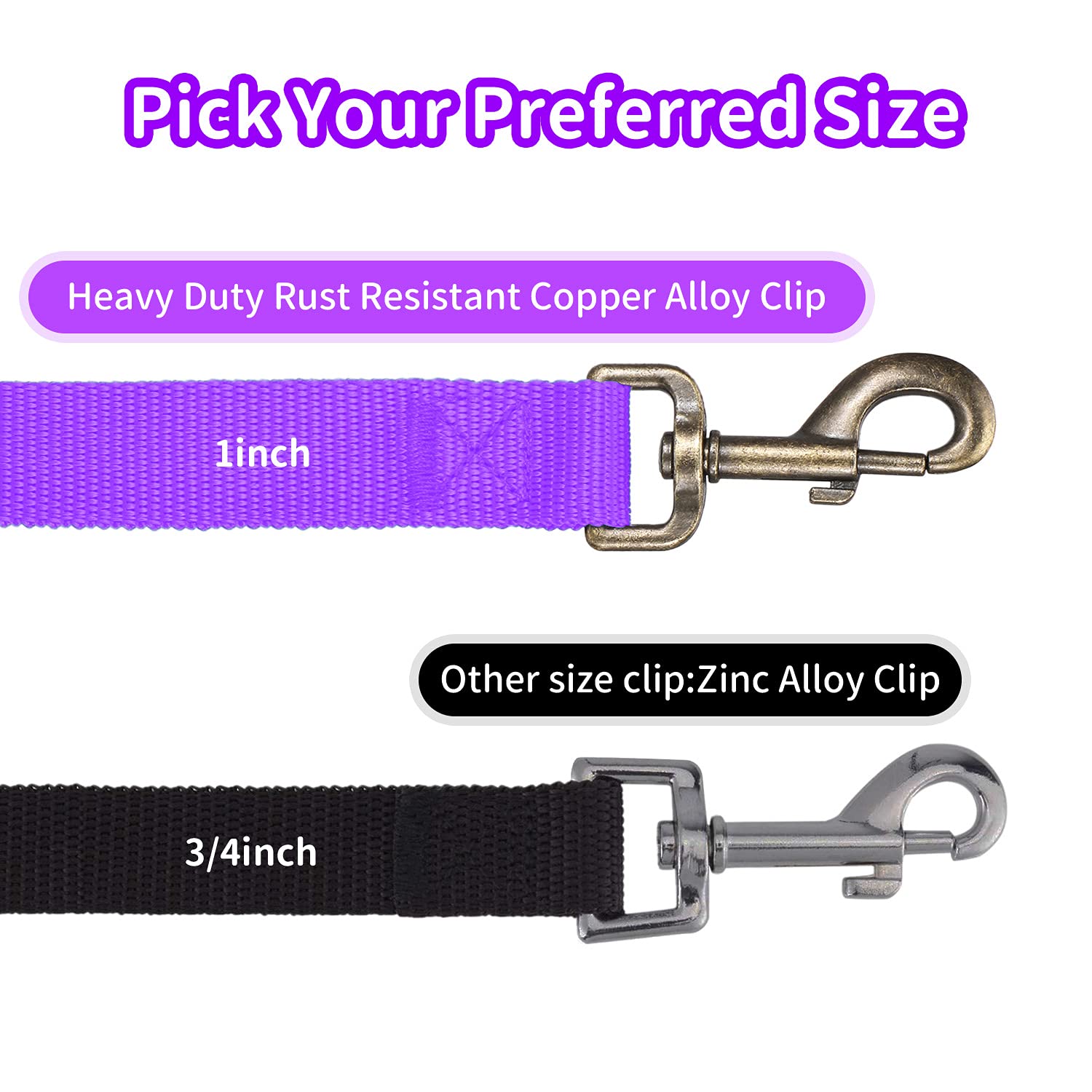 Hikiss Long Dog Leash Obedience Recall Training Agility Lead With Thickening Material For Large Dog - 15Ft 20Ft 30Ft 50Ft 100Ft Training Leash(Purple 15Ft)