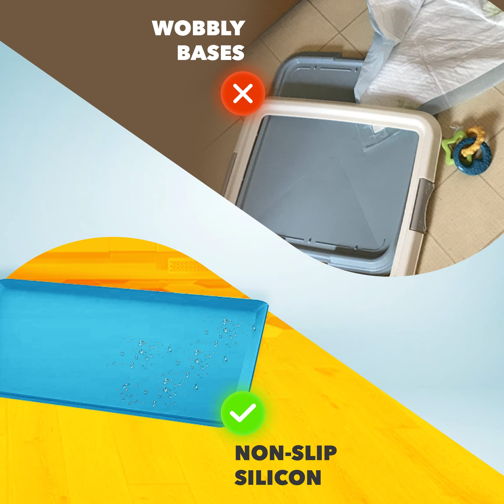 Skywin Tidyfriend Pee Pad Holder Tray 24 X 24 Inches, 2 Pack Silicone Dog Potty Tray, Easy To Clean No Spill Dog Potty Training